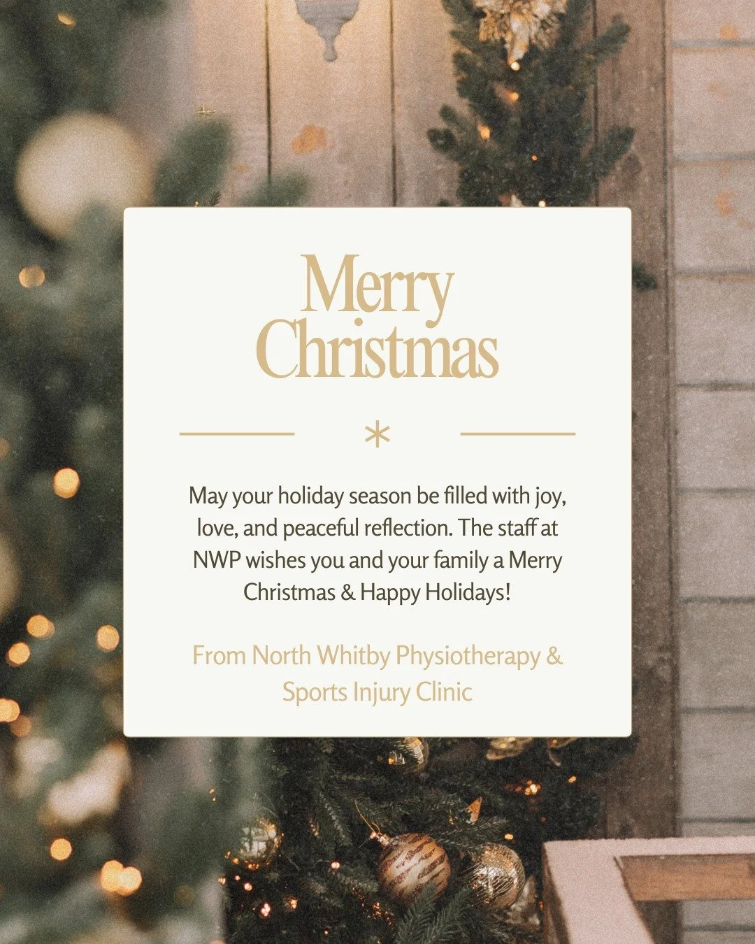 Merry Christmas from North Whitby Physiotherapy &amp; Sports Injury Clinic ❤️

May your holiday season be filled with joy, love, and peaceful reflection. The staff at NWP wishes you and your family a Merry Christmas &amp; Happy Holidays!