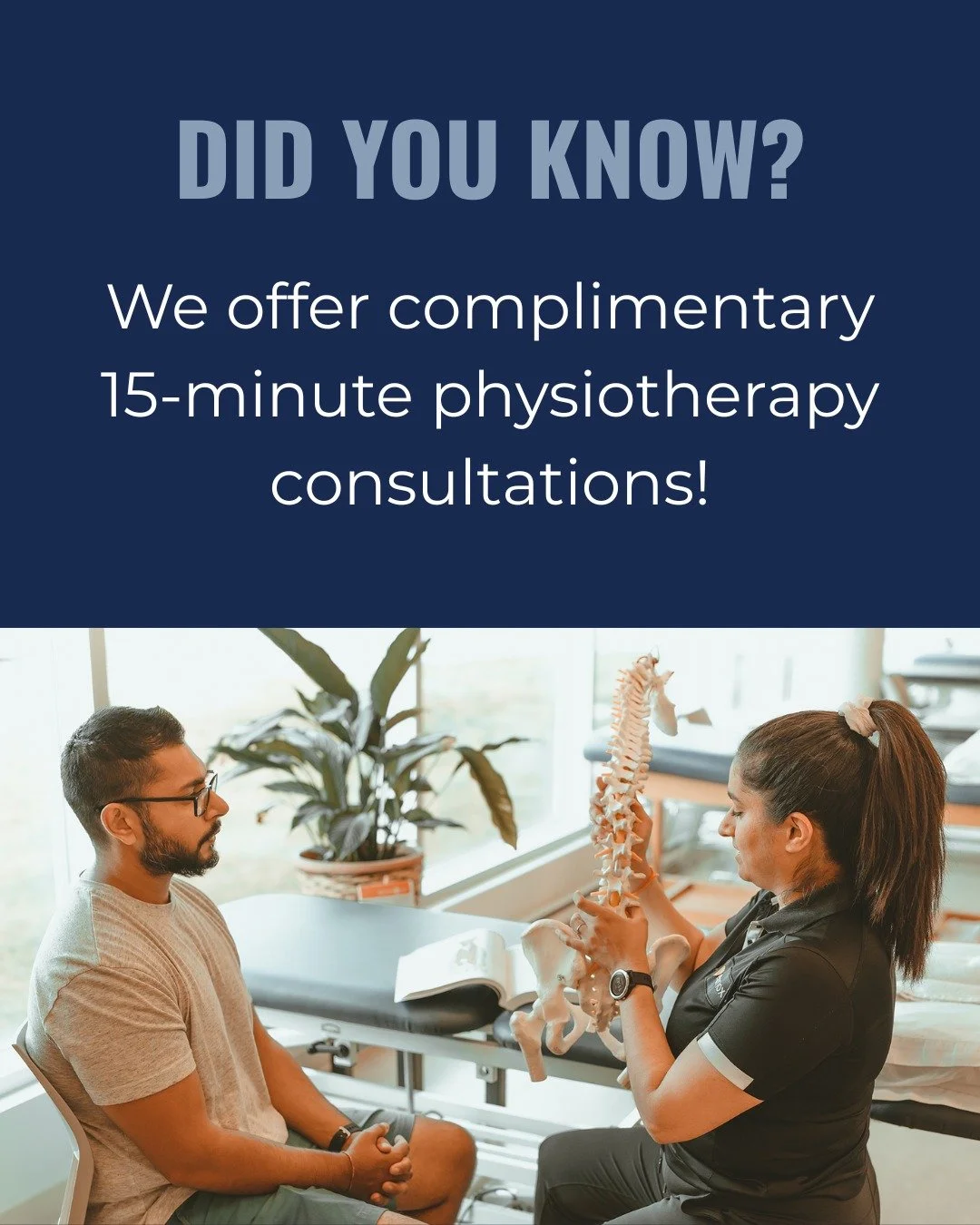 North Whitby Physiotherapy &amp; Sports Injury Clinic offers complimentary 15-minute physiotherapy consultations! 🙌

This brief consultation gives you the opportunity to discuss your goals and explore whether physiotherapy is the right fit for you. 