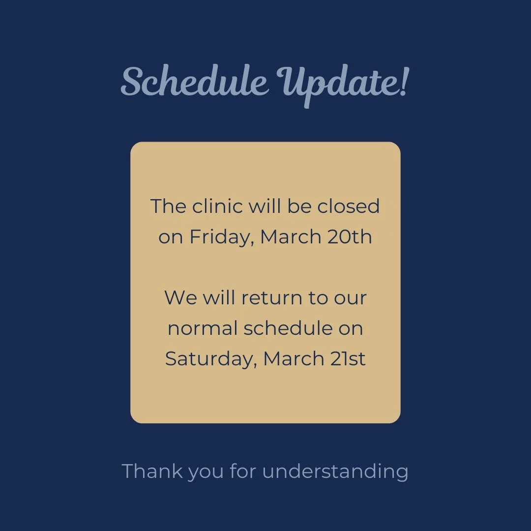 Quick schedule update for this week at North Whitby Physio - the clinic will be closed on Friday, March 20th.

We will return to our normal schedule on Saturday, March 21st.

Thank you kindly for understanding! 😊