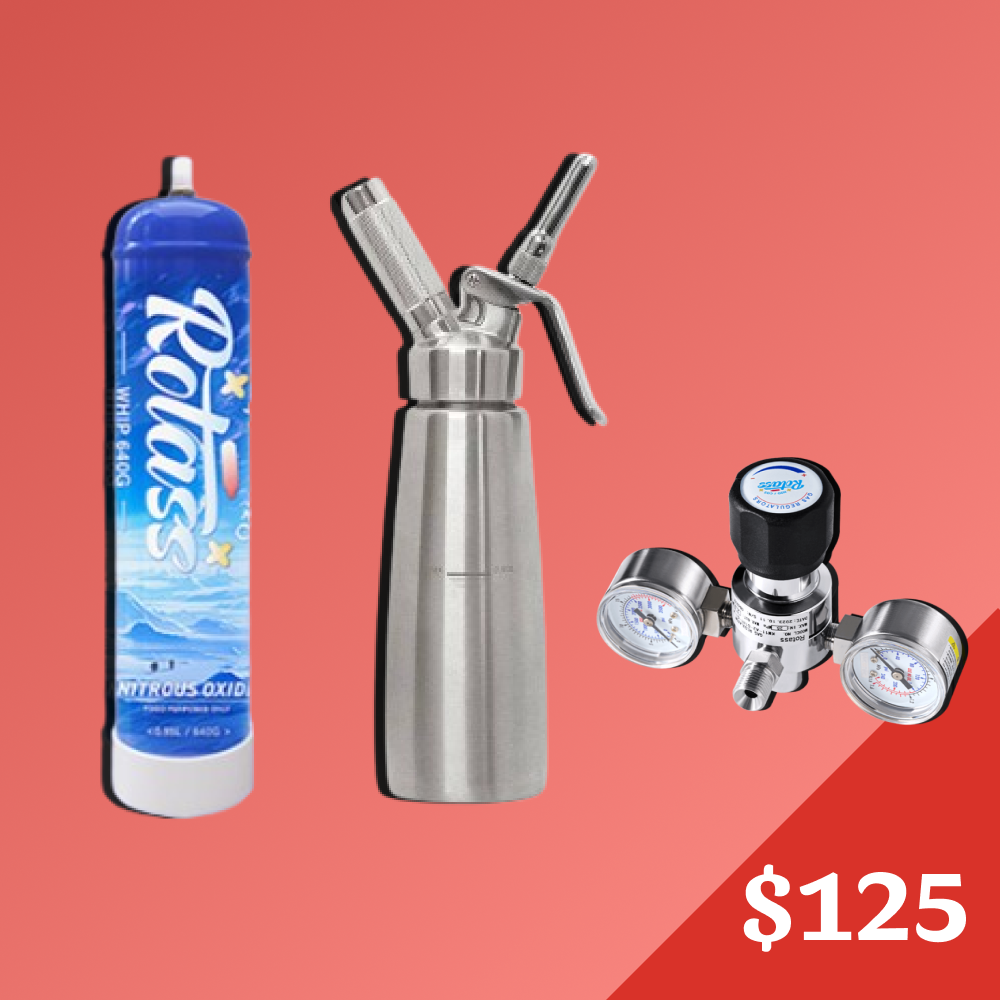 Dispenser + Regulator + 1x 0.95L N2O cream charger deal