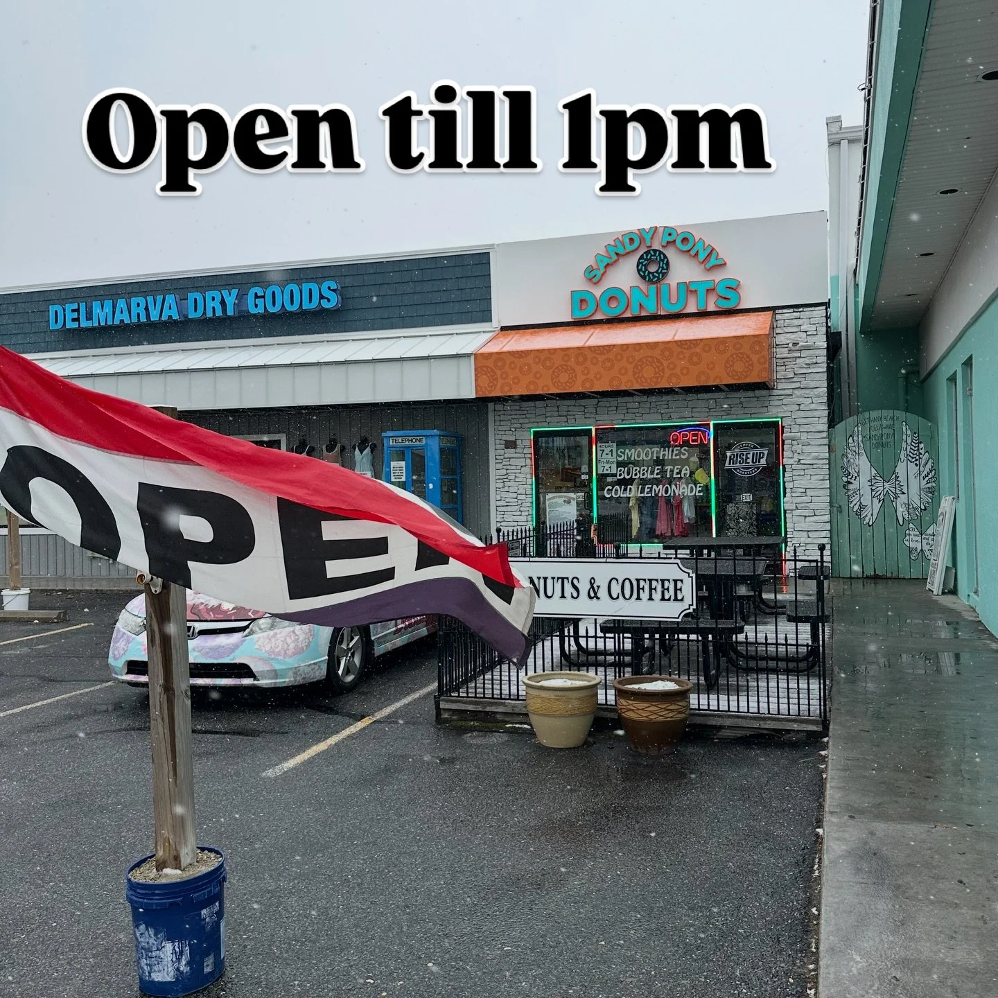We&rsquo;re OPEN until 1pm today! 🍩 ❄️