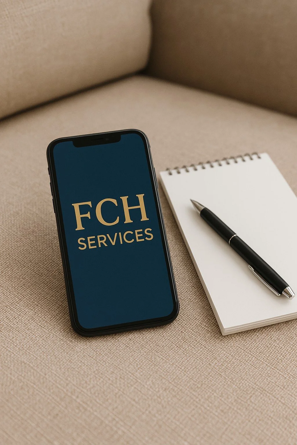 Smartphone on Beige Couch Displaying FCH Services.jpeg