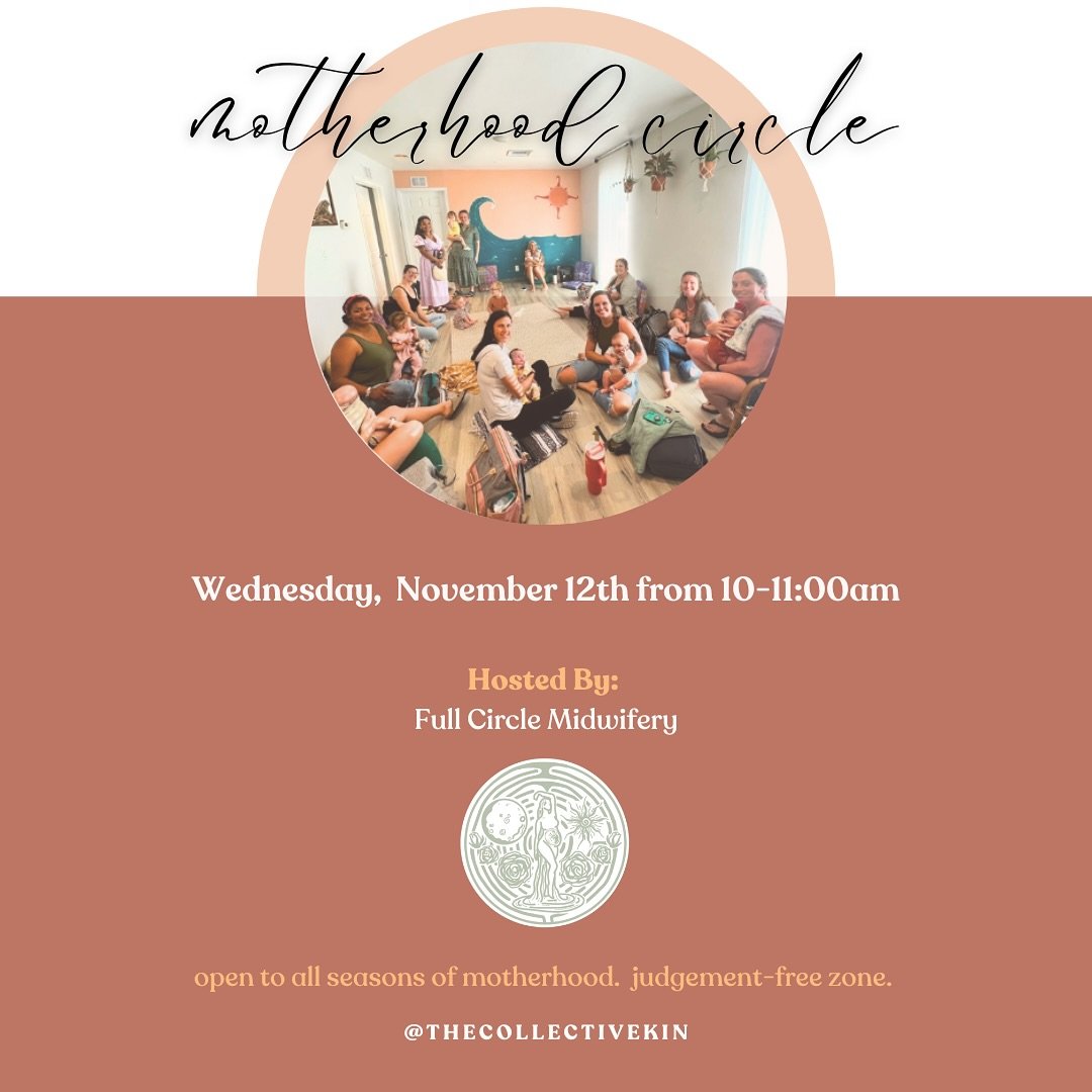 Join us on Wednesday, November 12th from 10-11:00am for a wonderful motherhood support group by @fullcirclemidwifery! 

For the health of those attending the groups, we kindly ask that parents keep littles who are feeling unwell or experiencing any s