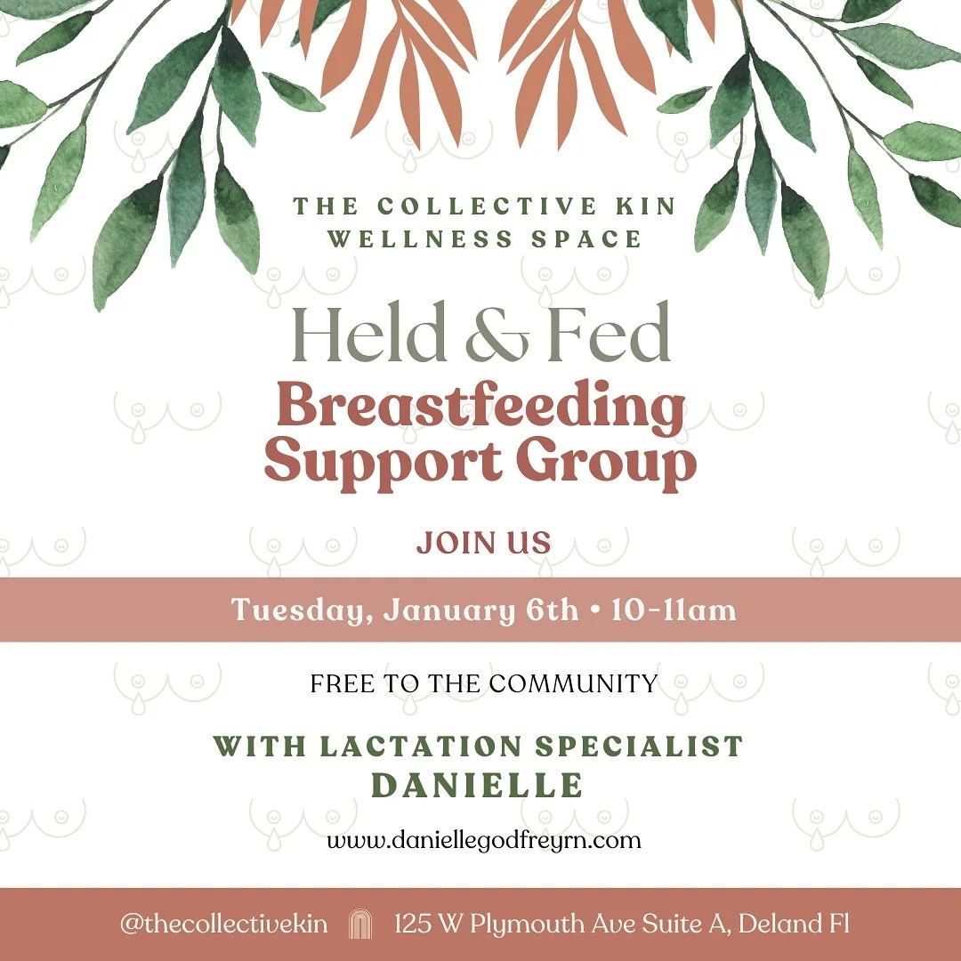 Join us tomorrow, Tuesday, January 6th from 10:00-11:00am! 

Held &amp; Fed Breastfeeding Support Group

🌸 Every 1st Tuesday at 10am 🌸

Hosted by Danielle Godfrey, IBCLC

Come as you are. This is a relaxed, supportive space to ask questions, receiv
