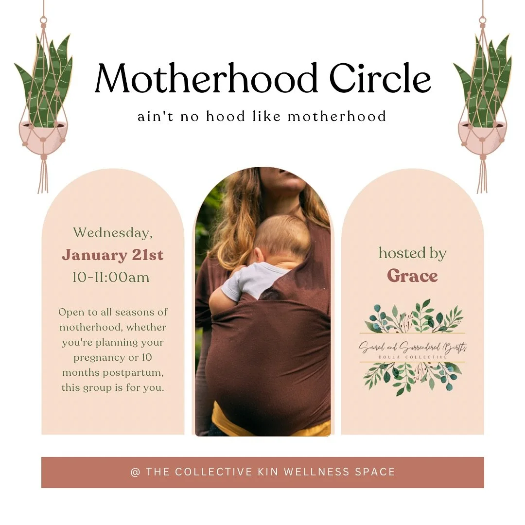 ✨ Join us tomorrow, January 21st from 10-11:00am for a motherhood circle ✨ 

🌼 Every 3rd Wednesday at 10am 🌼

Join a casual, heart-centered gathering of mothers led by @gracecopeland_doula of Sacred &amp; Surrendered Birth Collective. Come connect,