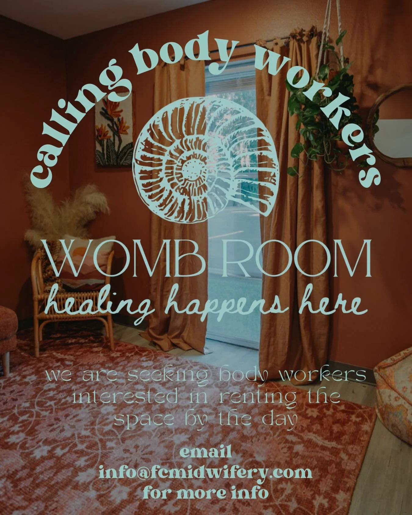Friendly reminder that we are seeking body workers interested in renting the space by the day!

Email info@fcmidwifery.com for more details.