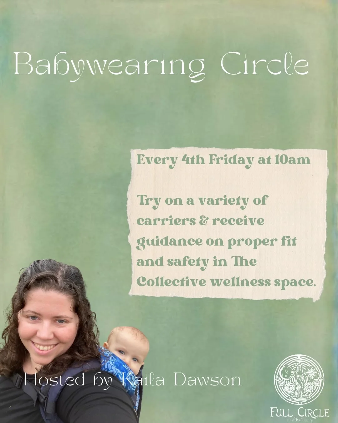 Our babywearing circle hosted by @kaila1023 is Friday! Come try out different carriers &amp; get pointers on safe &amp; successful babywearing.