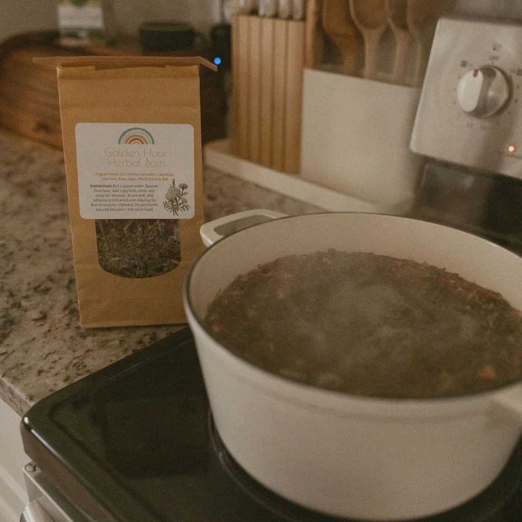 There is something sacred about slowing down after birth. The quiet little bubble you are in with your fresh baby.

Postpartum mothers deserve warmth, to be cared for, and allowed time to heal.

Our organic herbal sitz baths are hand blended by midwi