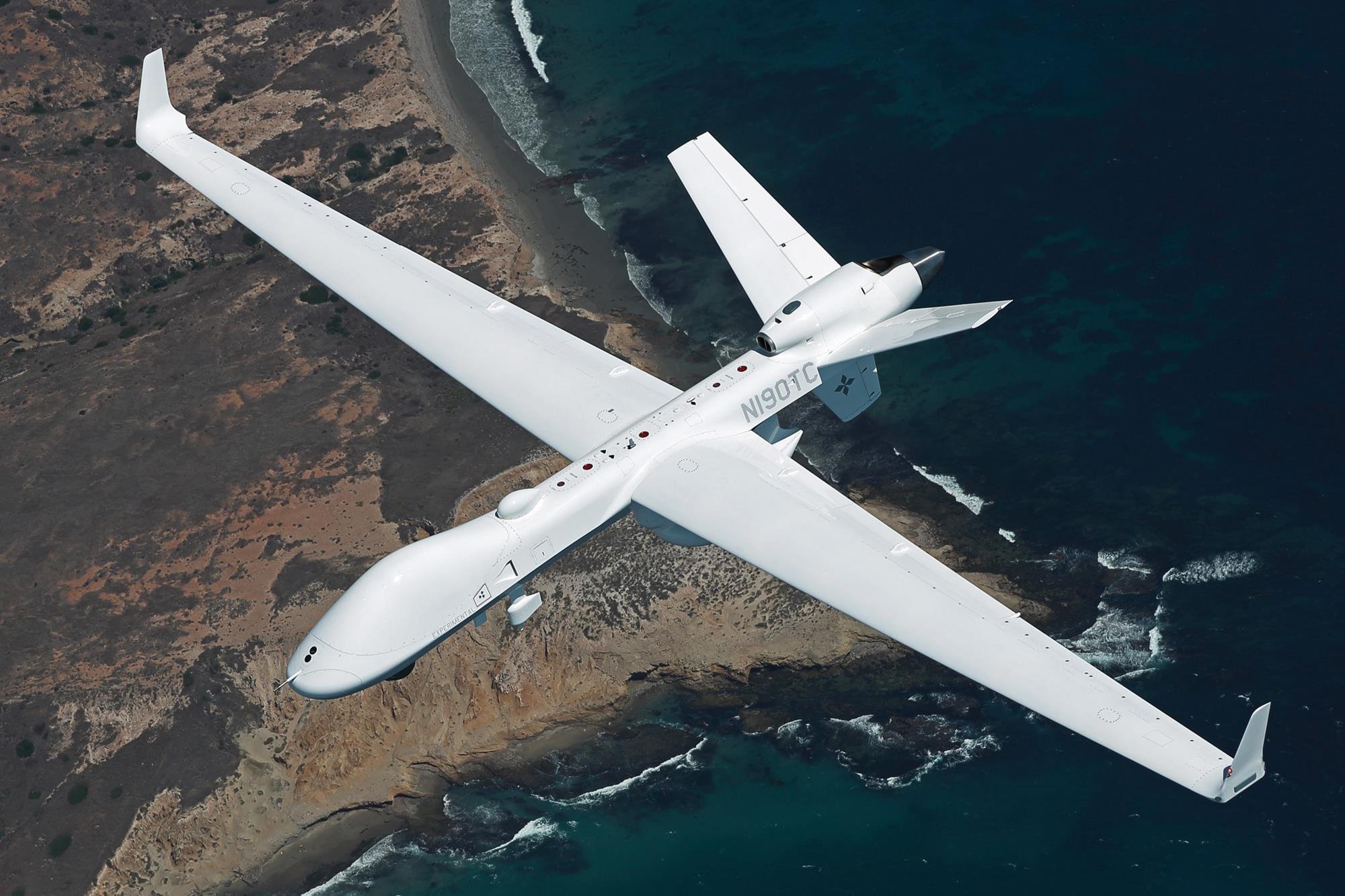 Long-endurance uncrewed aircraft in flight