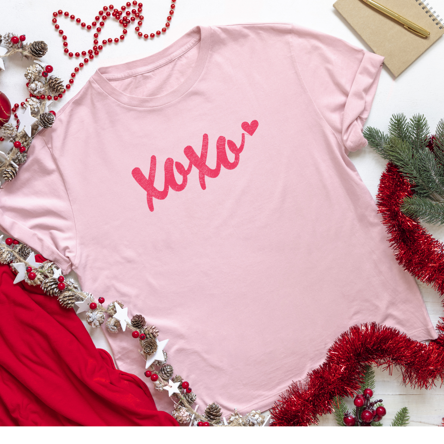 XOXO with a Heart-Embroidered