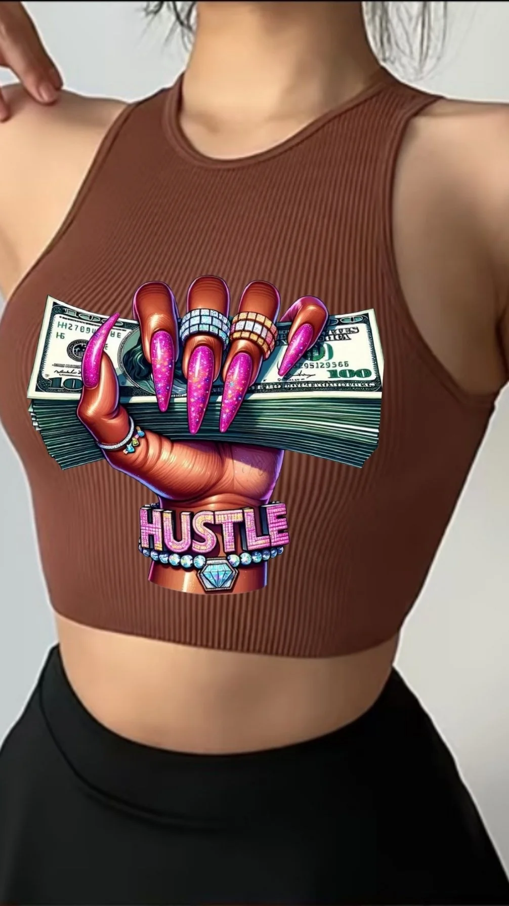 Crop Top Marron "Shh...t"