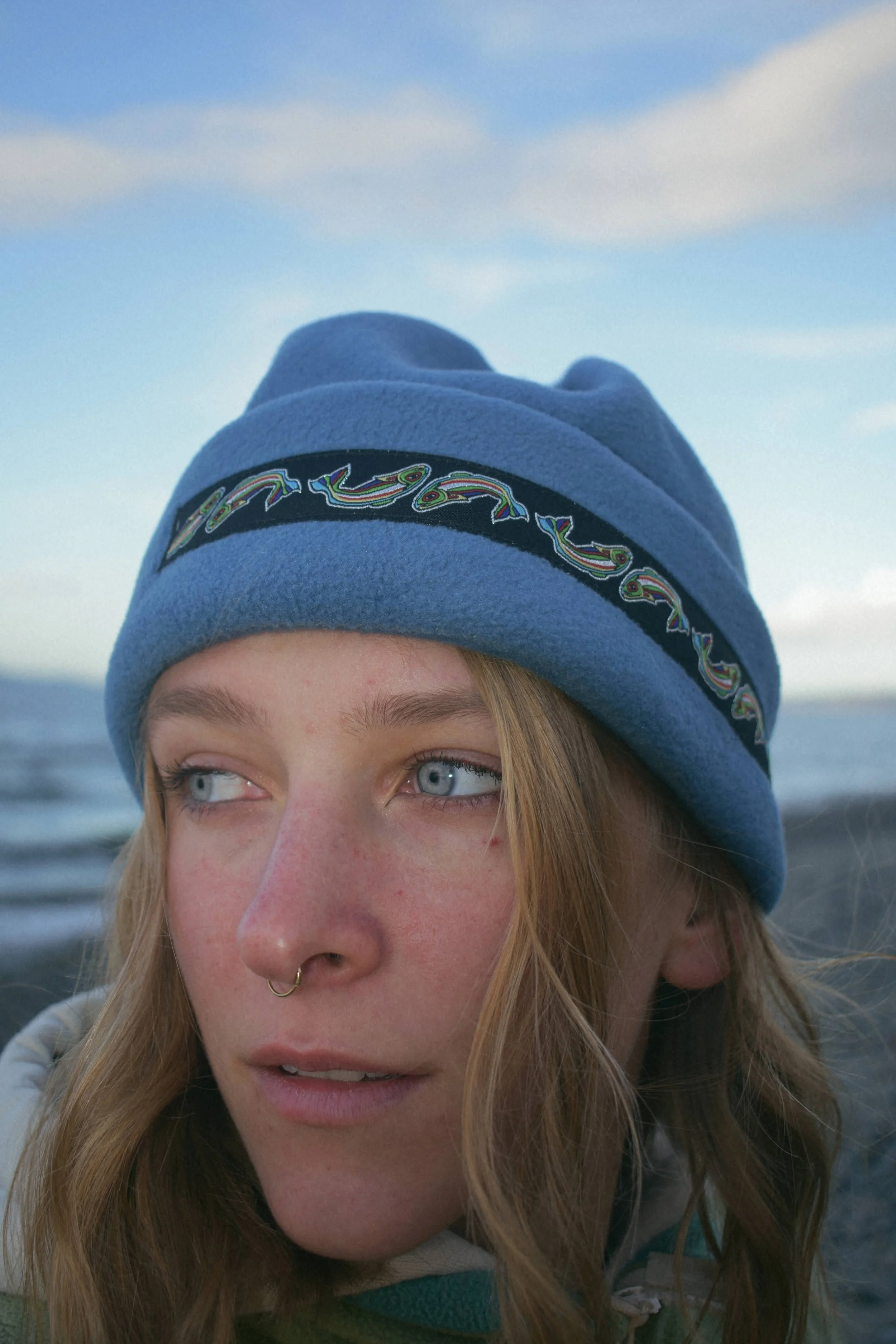 Blue Fish Ribbon Cinch Hat