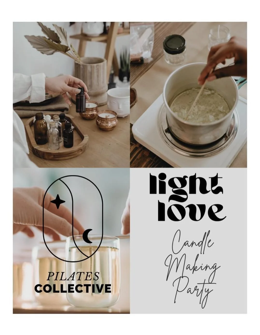 ✨Holiday Workshop with Pilates Collective &amp; Light Love Candle Making✨ link in bio to sign up!

This event includes a 50min Reformer Pilates Class with Nicole. Followed by a hands-on candle-making session where guests can sip on signature cocktail