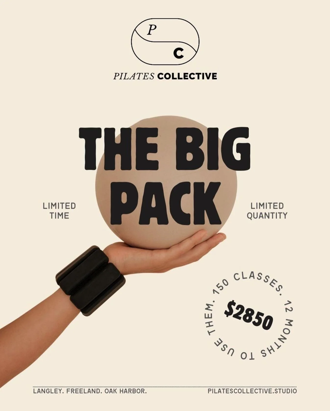 Meet The BIG PACK: our best-value, go-all-in option for people who want Pilates to be a real part of their year. You&rsquo;ll get 150 classes for $2,850 (that&rsquo;s $19/class) plus 12 guest passes to bring a friend along for the ride.

This pack is