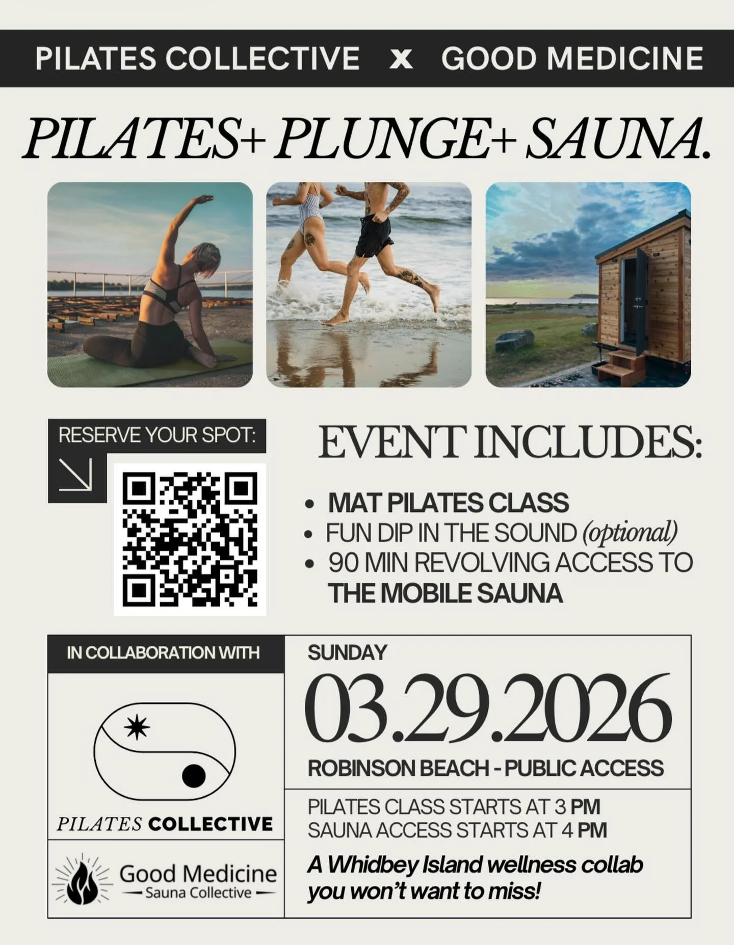 Pilates Collective x Good Medicine Mobile Sauna bring you the collab of the year! Link in bio to sign up!

Get ready to sweat, stretch, and plunge with Pilates Collective &amp; Good Medicine Sauna Collective in a Whidbey Island wellness collaboration