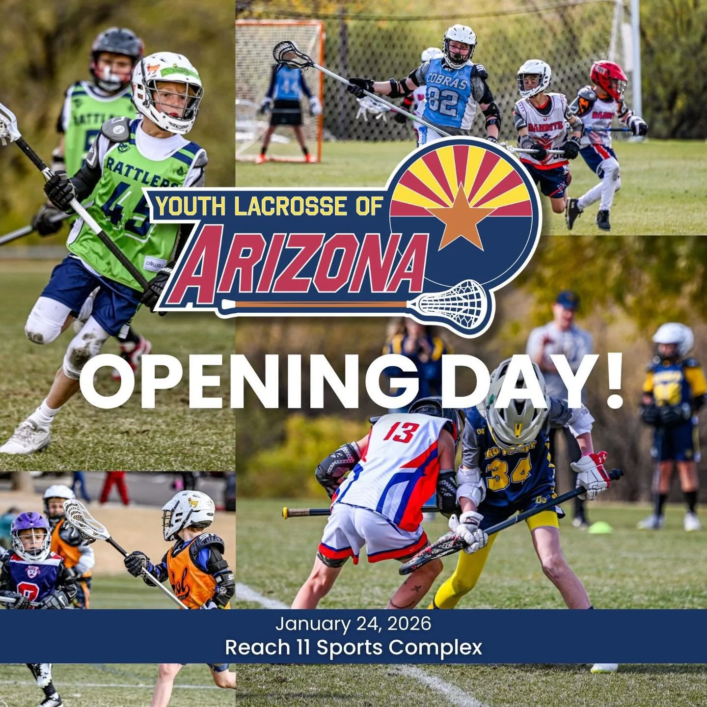 🥍🥍🥍
Youth Lacrosse of Arizona kicks off this weekend at Reach 11 Sports Complex!
Saturday, January 24, 2026
Good luck to all teams playing.
Looking forward to a great season!

Schedule 🔗 in profile
