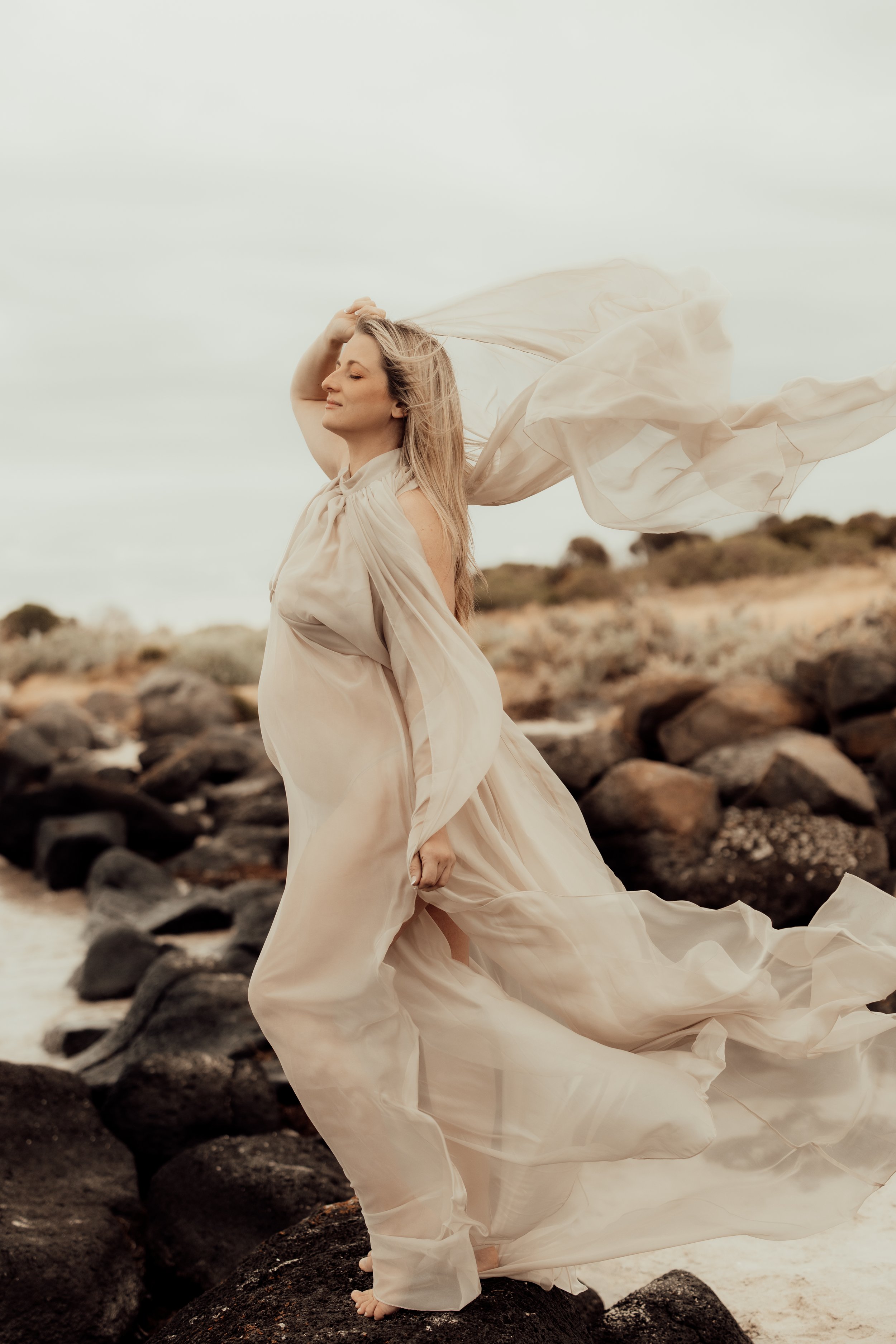 YEWEN BEIGE SHEER DRESS