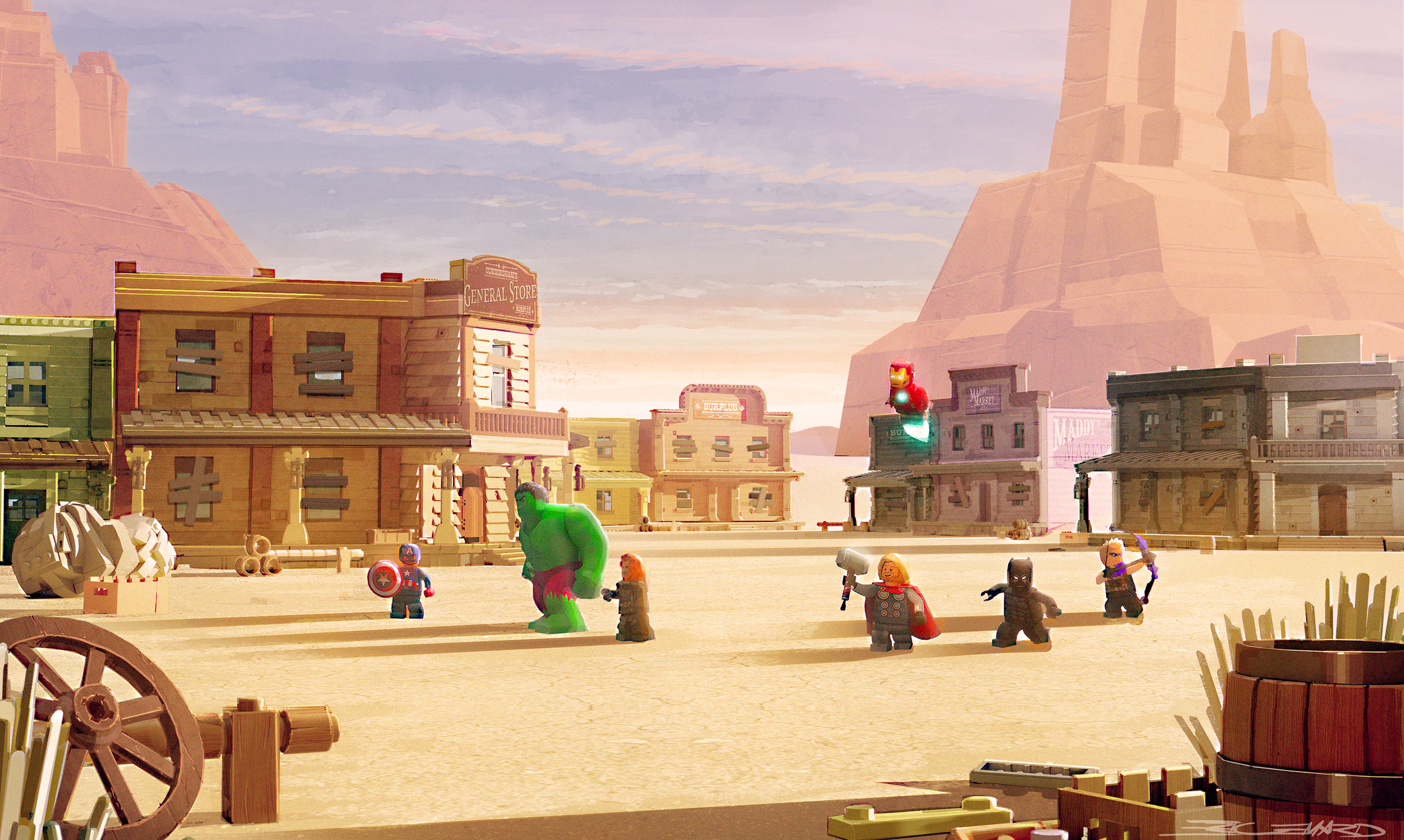 Location Design- LEGO Marvel Avengers: Code Red, Atomic Cartoons { Art Direction, Kevin Chai }
