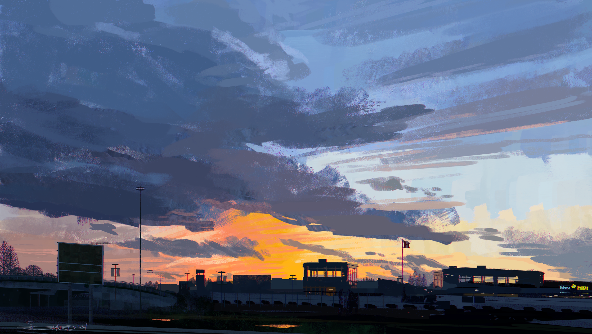 Plaza Sunset Painting