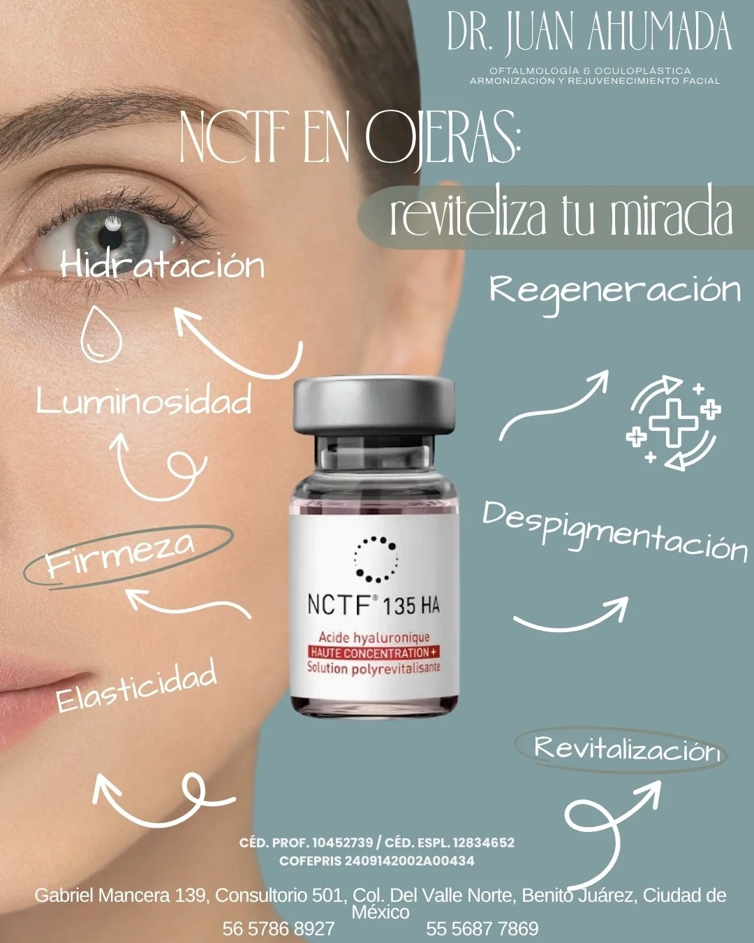 👁️💉 Dale vida a tu mirada con NCTF
Vitaminas, minerales, &aacute;cido hialur&oacute;nico y m&aacute;s de 50 activos que revitalizan y aclaran las ojeras.
Ideal para ojos cansados y piel deshidratada.
✨ &iexcl;Resultados visibles en pocas sesiones!
