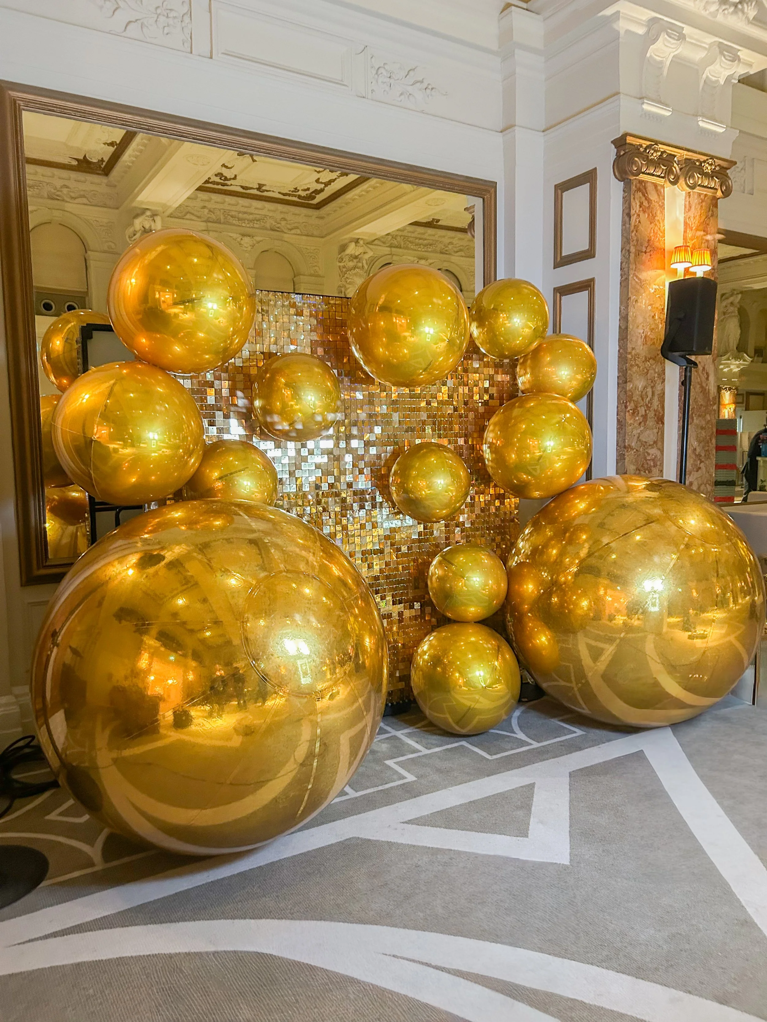 Kimpton Fitzroy Gold Sphere Shimmer Wall Backdrop