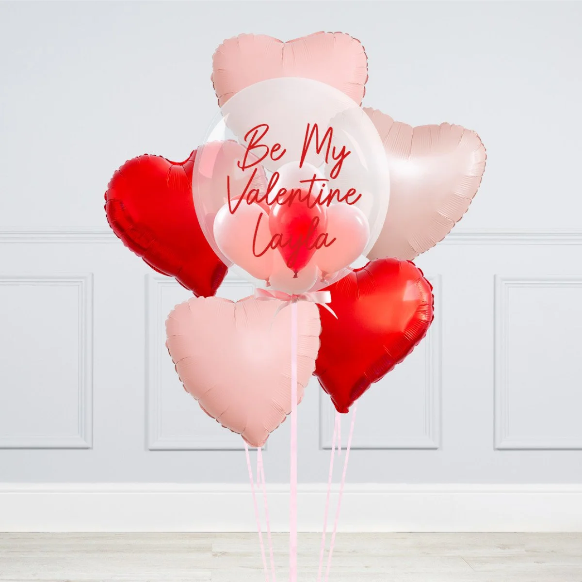 Personalised First Kiss Baby Pink Mini Filled Bubble Balloon