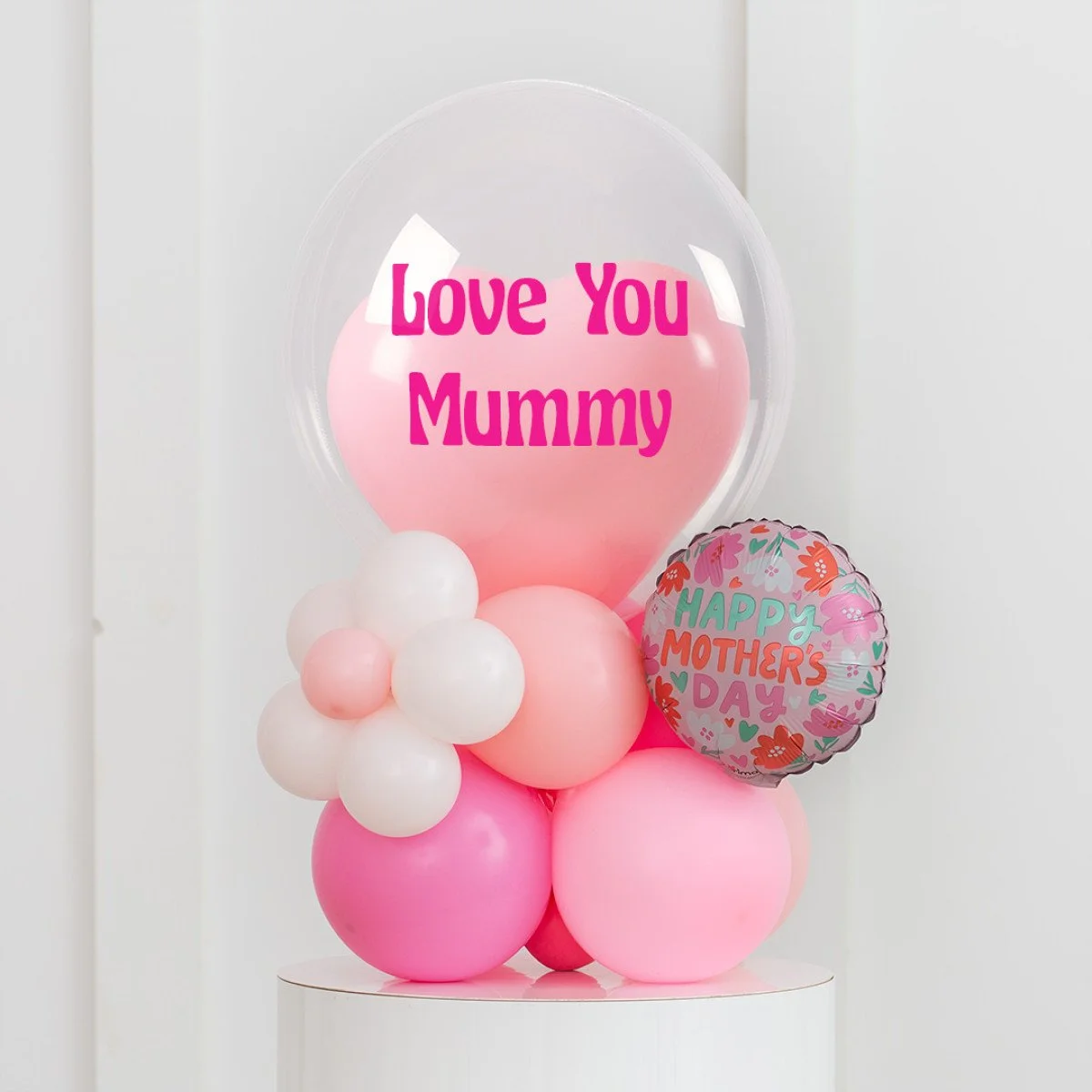 Personalised Pink Mothers Day Heart Bubble Stack