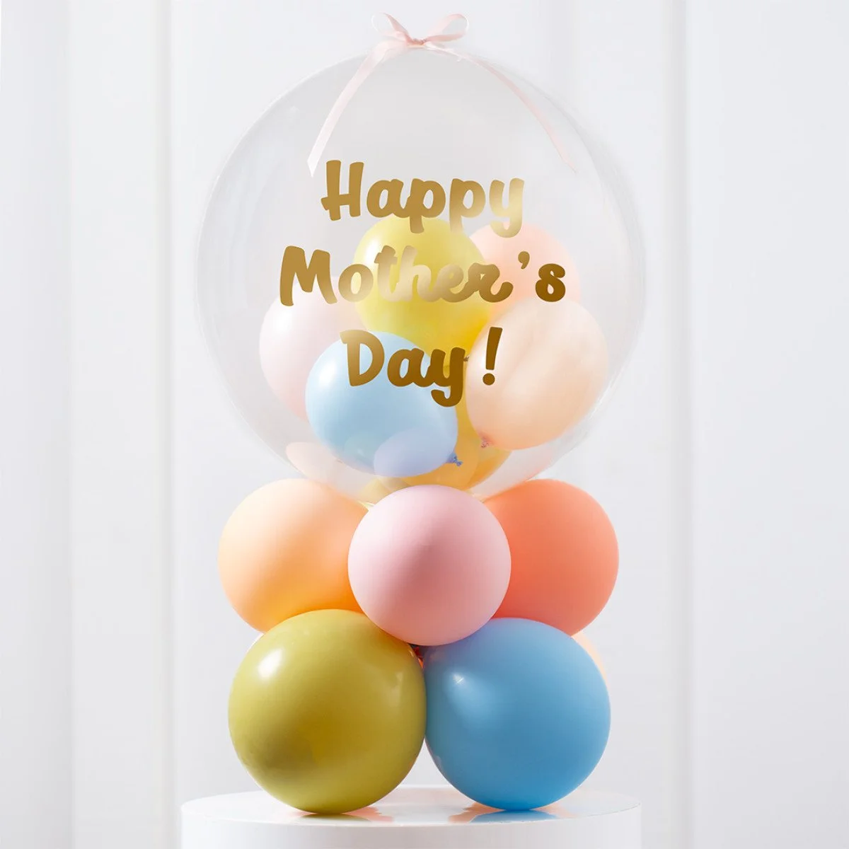 Personalised Retro Pastel Mini Balloon Filled Bubble Stack