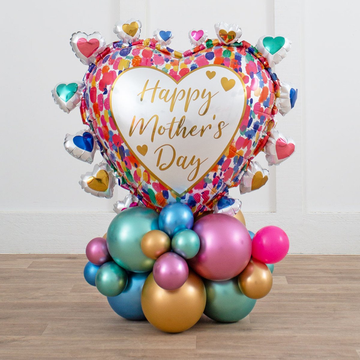 Mother's Day Watercolour Heart Inflated Supershape Balloon Stack