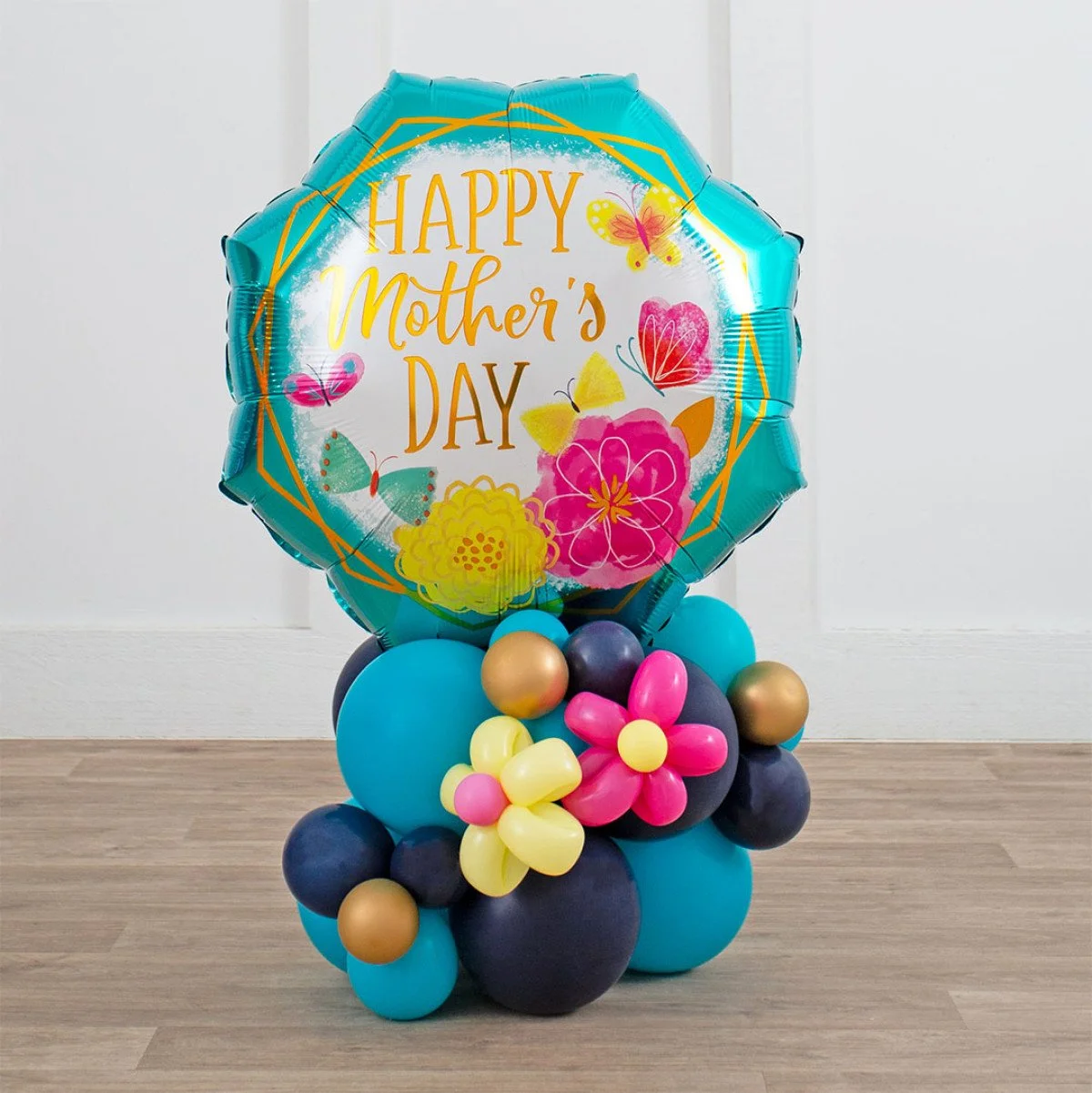 Mother's Day Floral Butterflies Inflated Supershape Balloon Stack