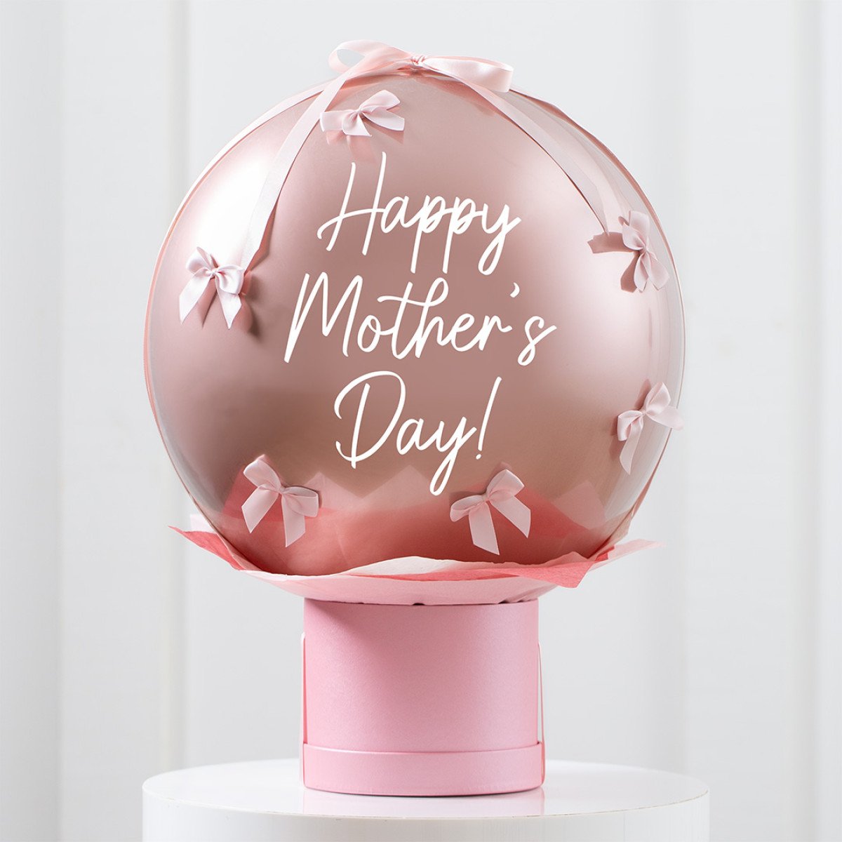 Personalised Rose Gold Opaque Bow Bubble Stack