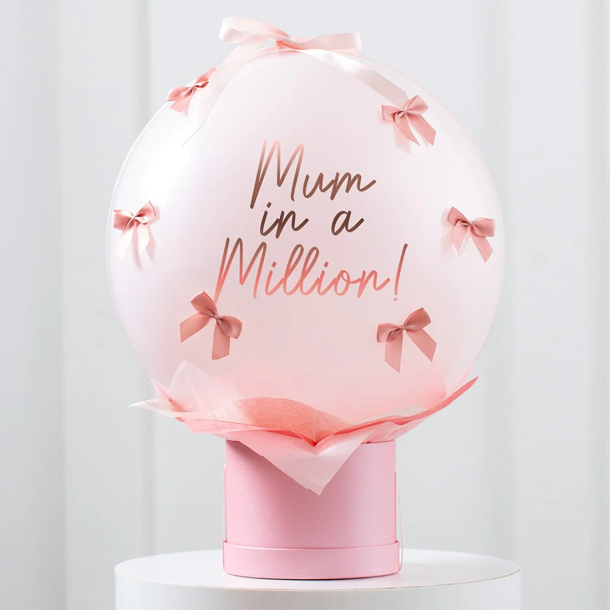 Personalised Baby Pink Opaque Bow Bubble Stack