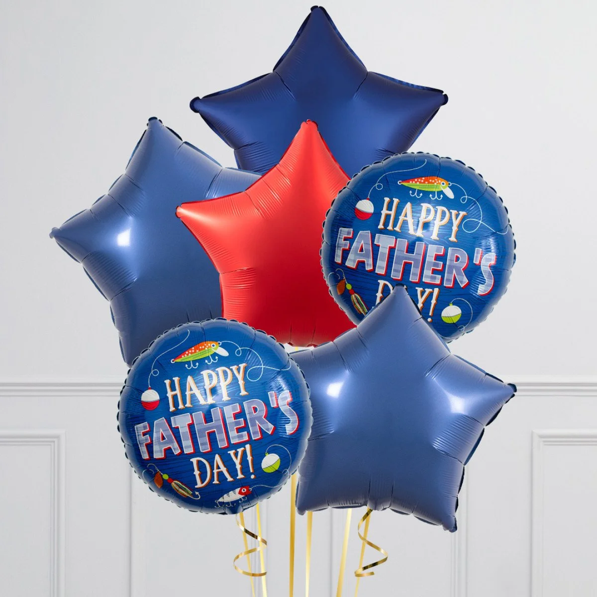 Hooked on Dad Stars Inflated Foil Balloon Bunch