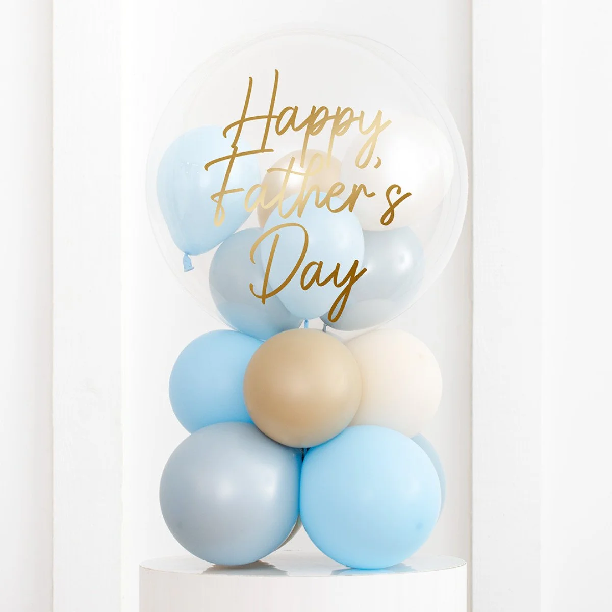 Personalised Soft Blue &amp; Gold Mini Filled Bubble Stack