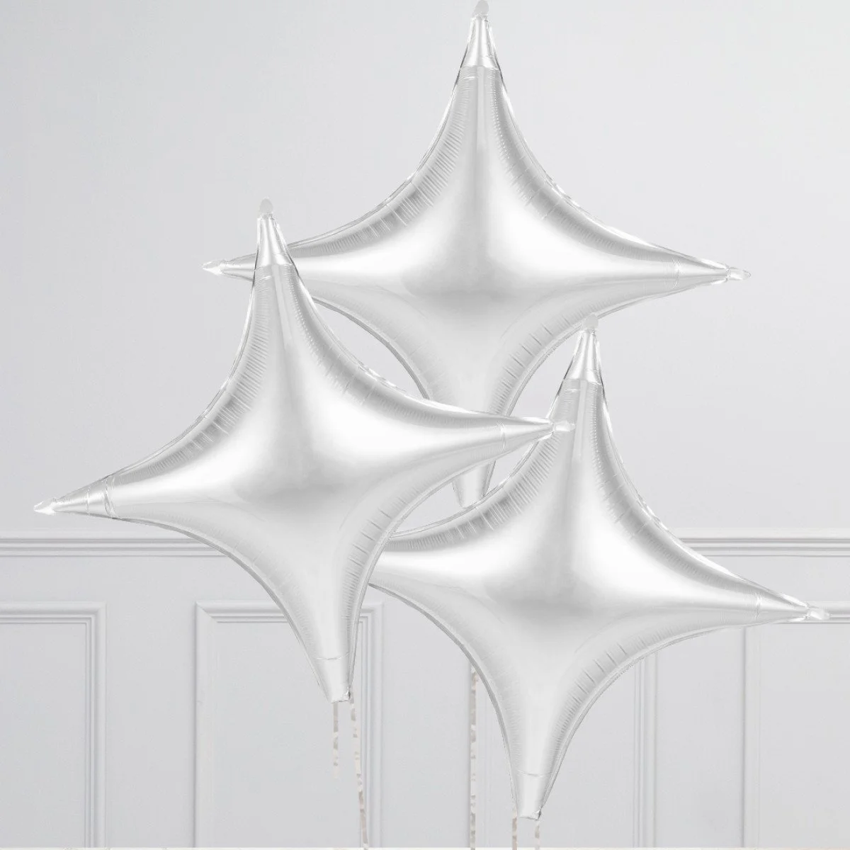 Silver Starpoint Inflated Balloon Trio