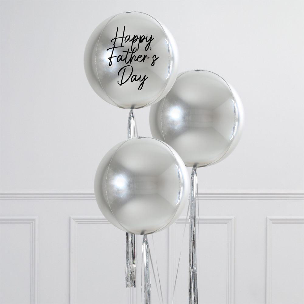 Personalised Silver Inflated Epic Orb Balloon Trio