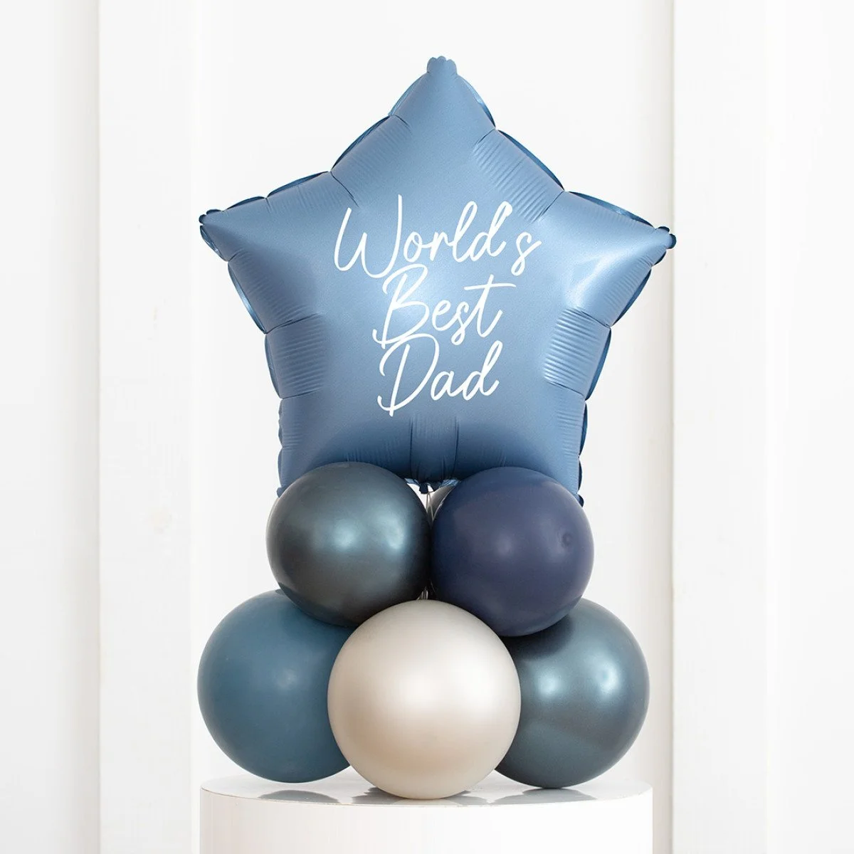 Personalised Denim Blue Inflated Star Foil Balloon Stack
