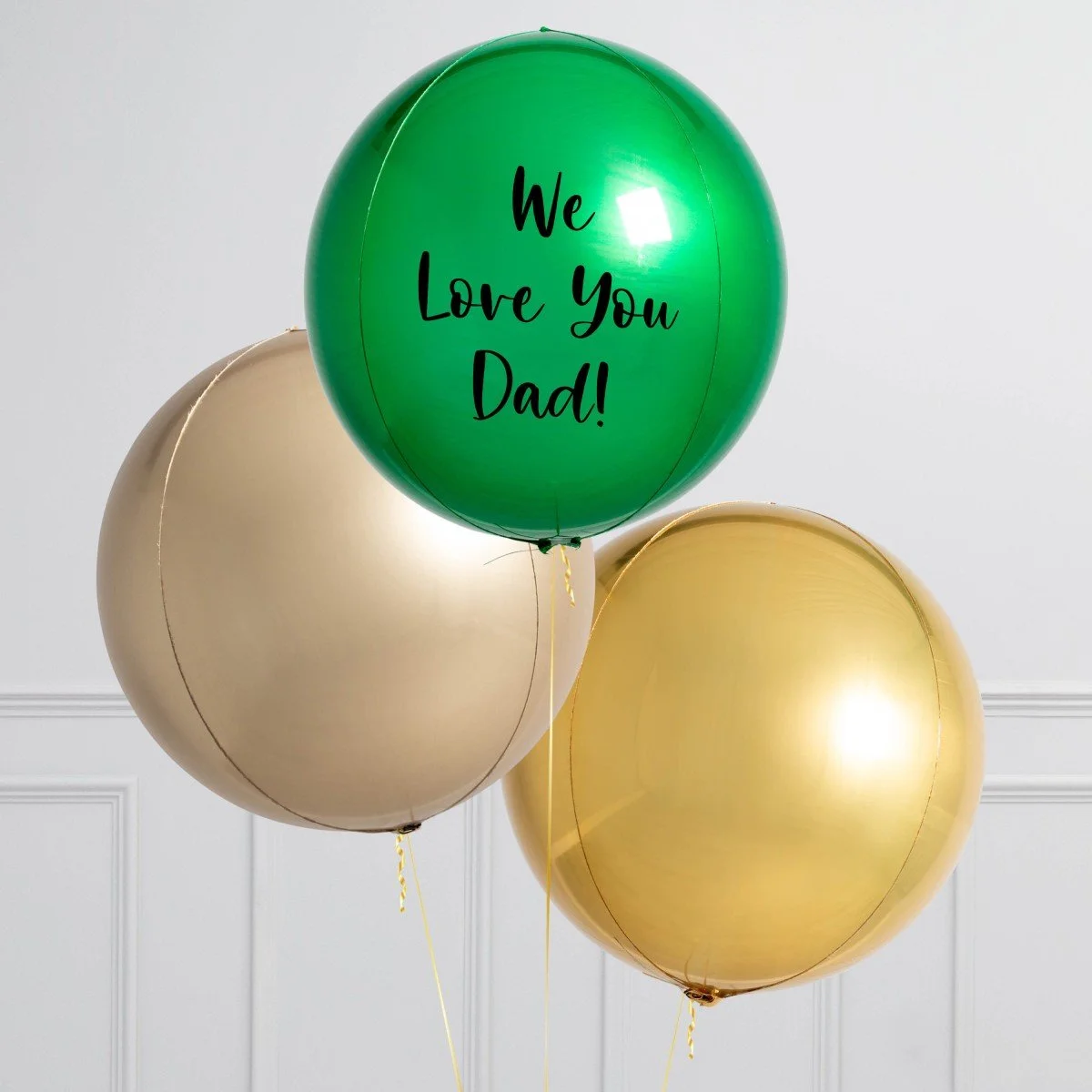 Personalised Emerald Green Inflated Orb Balloon Trio