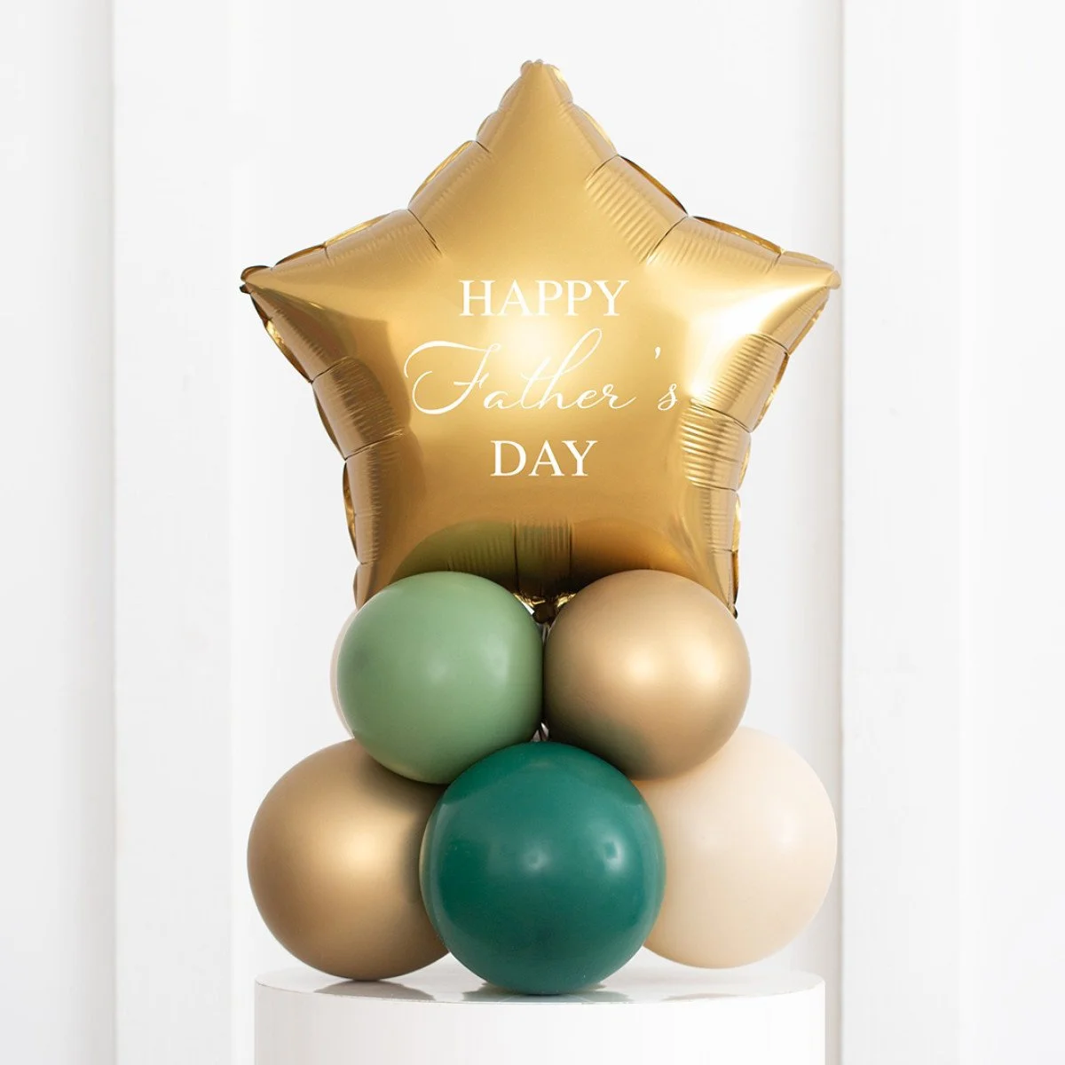 Father's Day Forest Green Star Inflated Foil Balloon Stack
