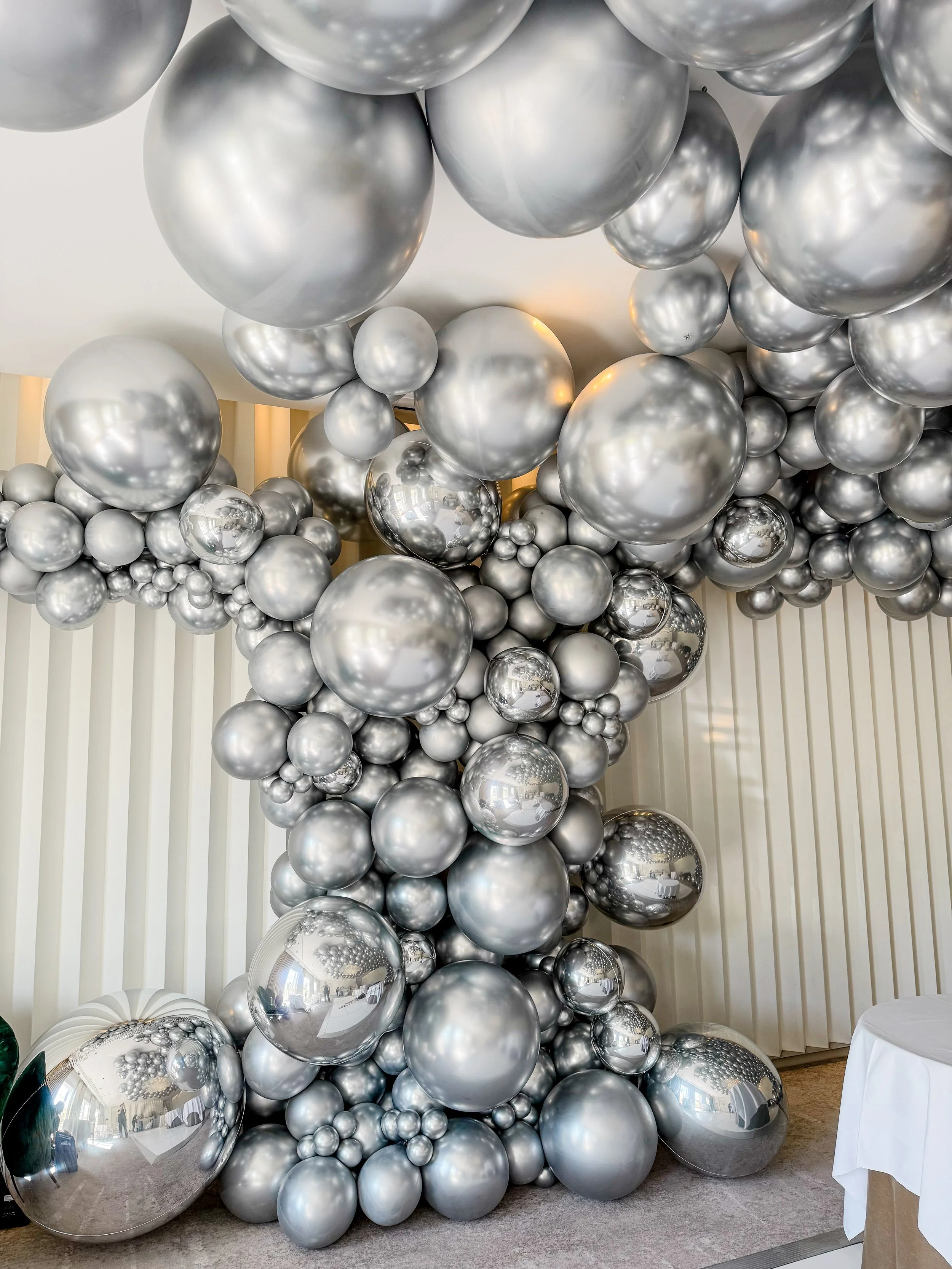 Coworth Park Wedding - Garden Room Silver orb epic swoosh