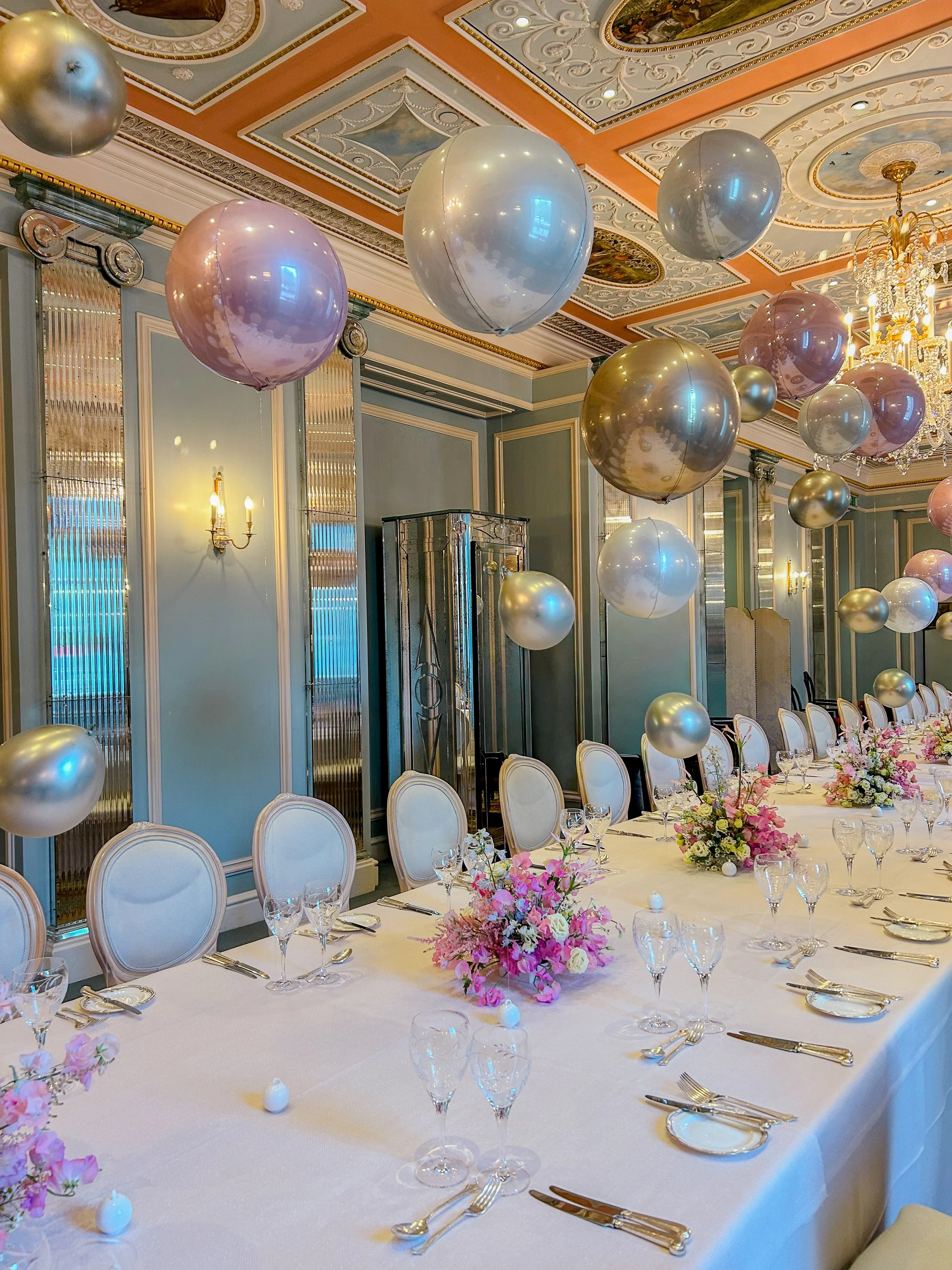 The Lanesborough Event Table Centre Orbz Ceiling Installation