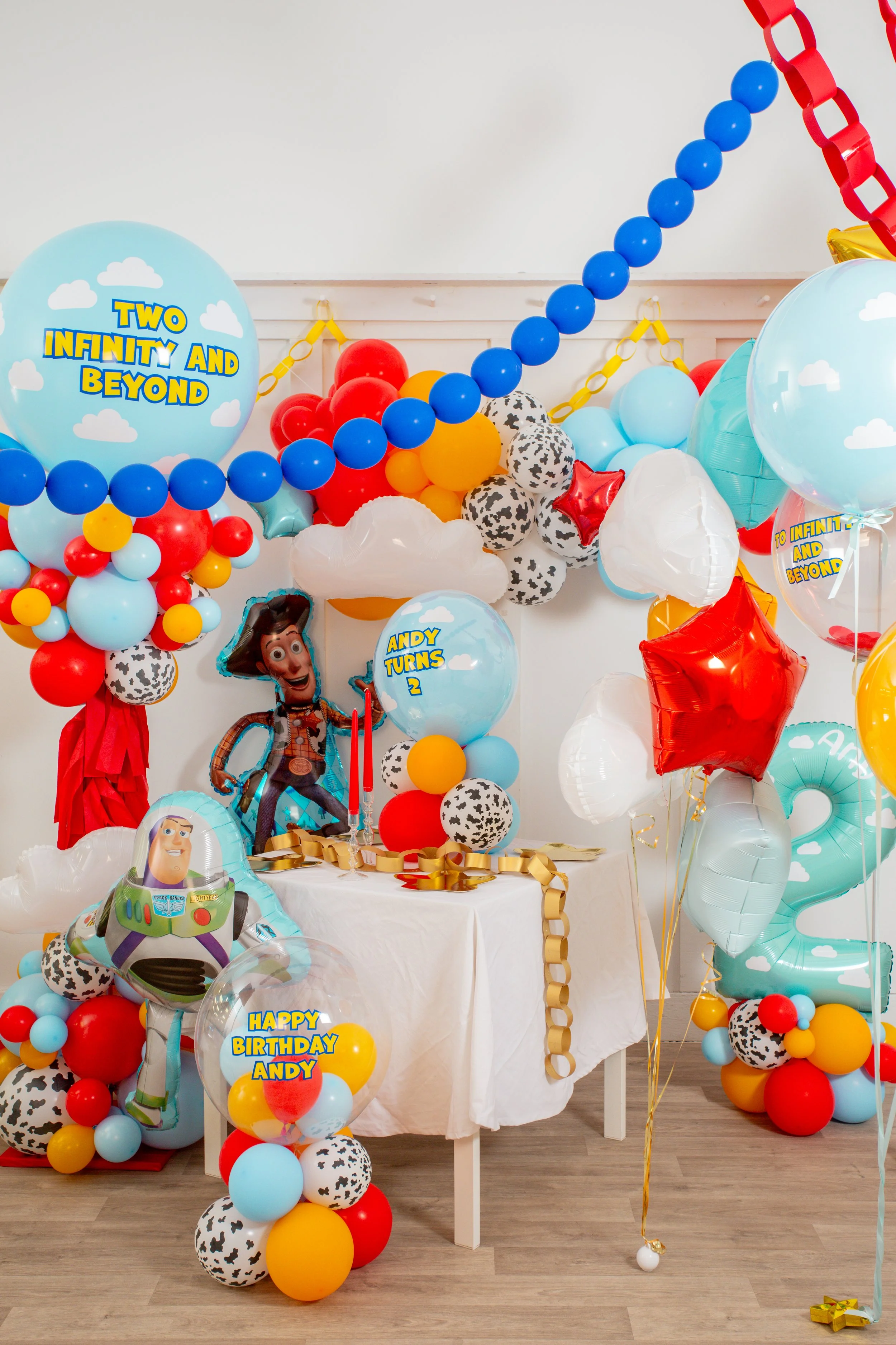 Toy Story 5 Inspired Balloon Birthday Setup Two Infinity and Beyond