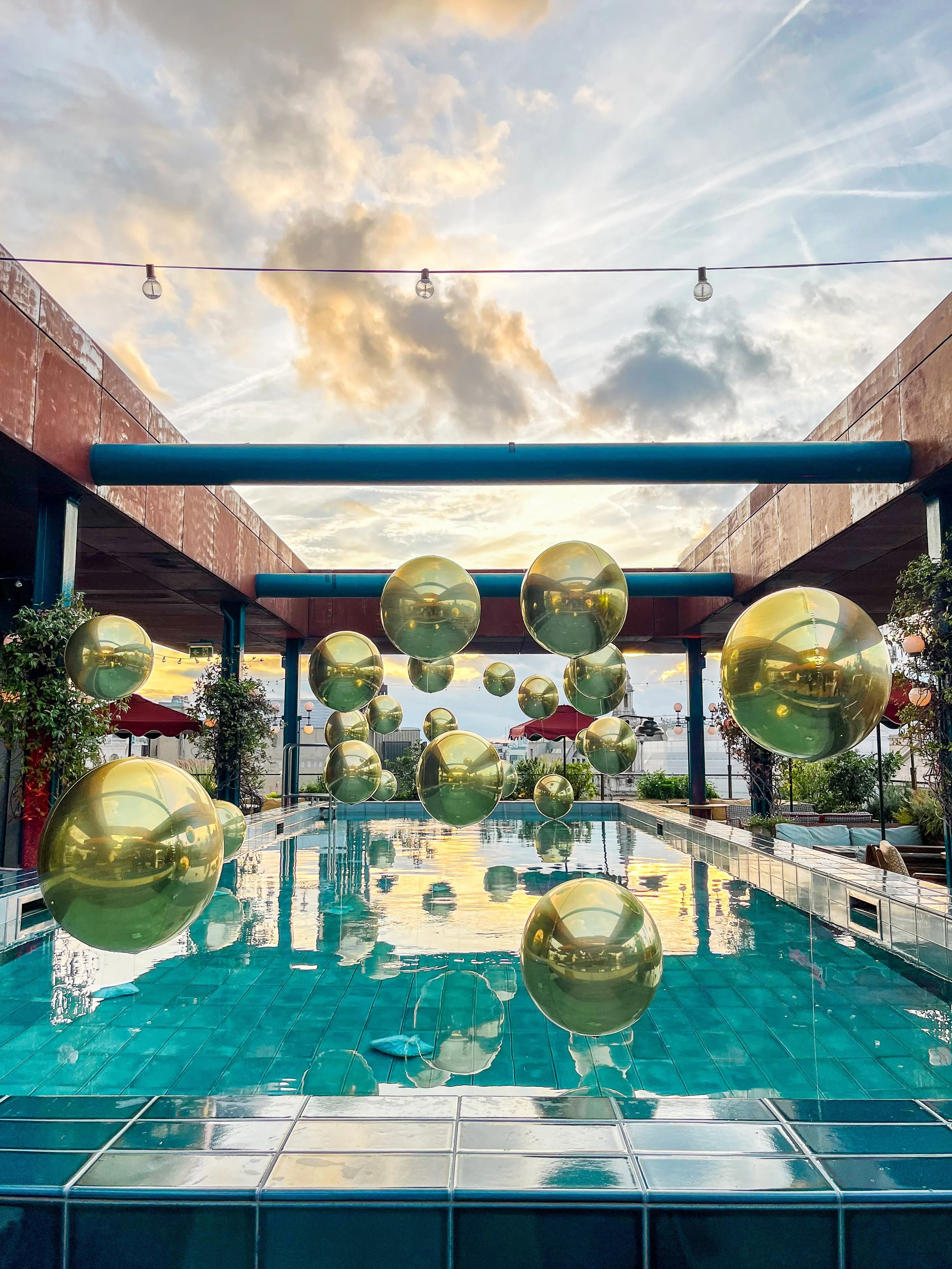  Soho House Pool Display Floating Orb Pool Installation