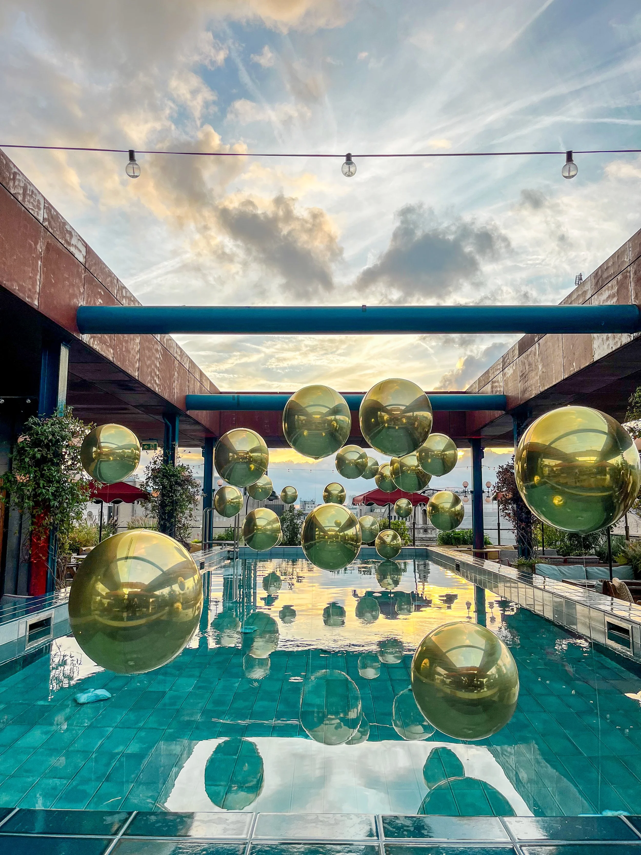  Soho House Pool Display Floating Orb Pool Installation