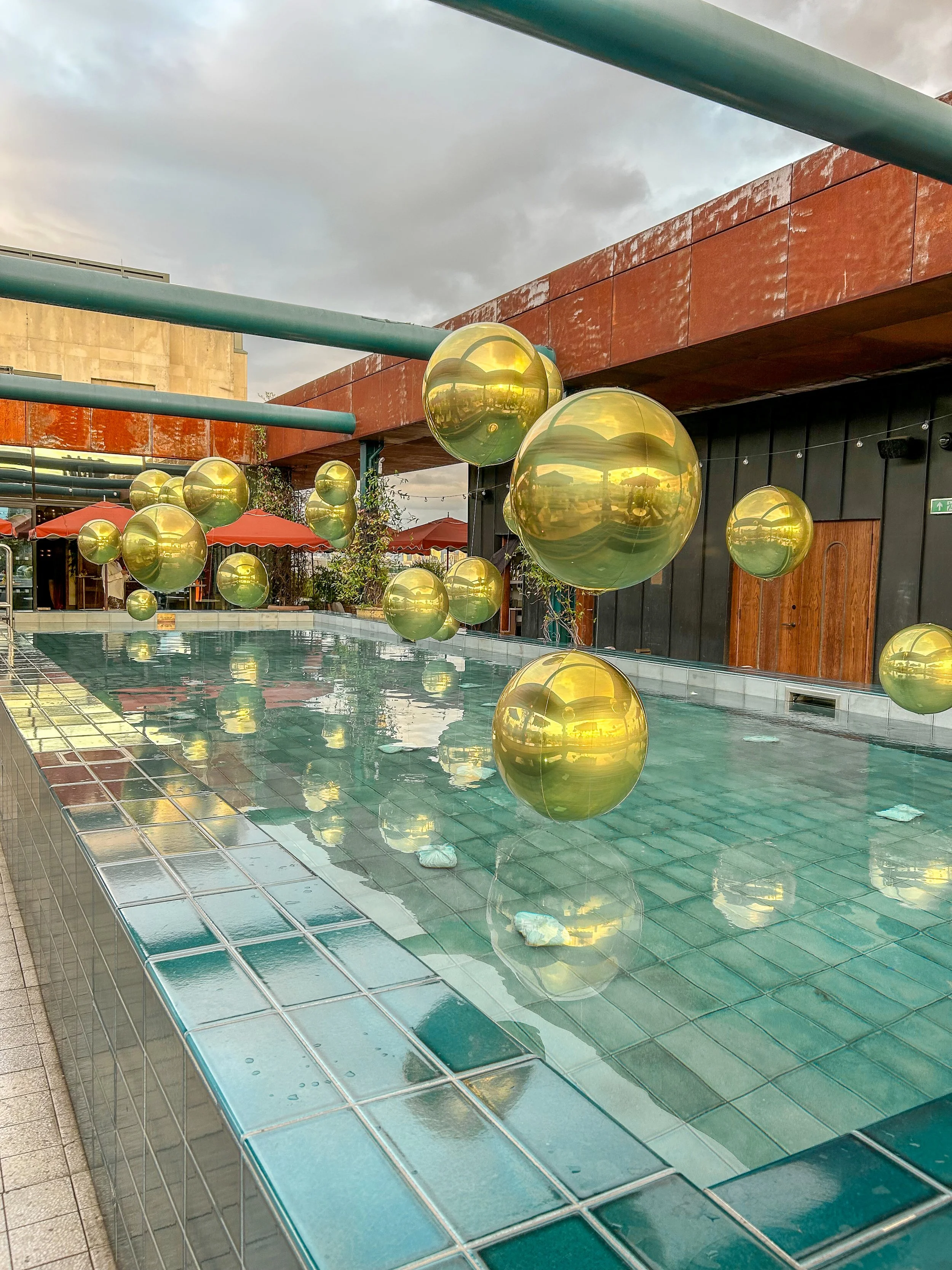  Soho House Pool Display Floating Orb Pool Installation
