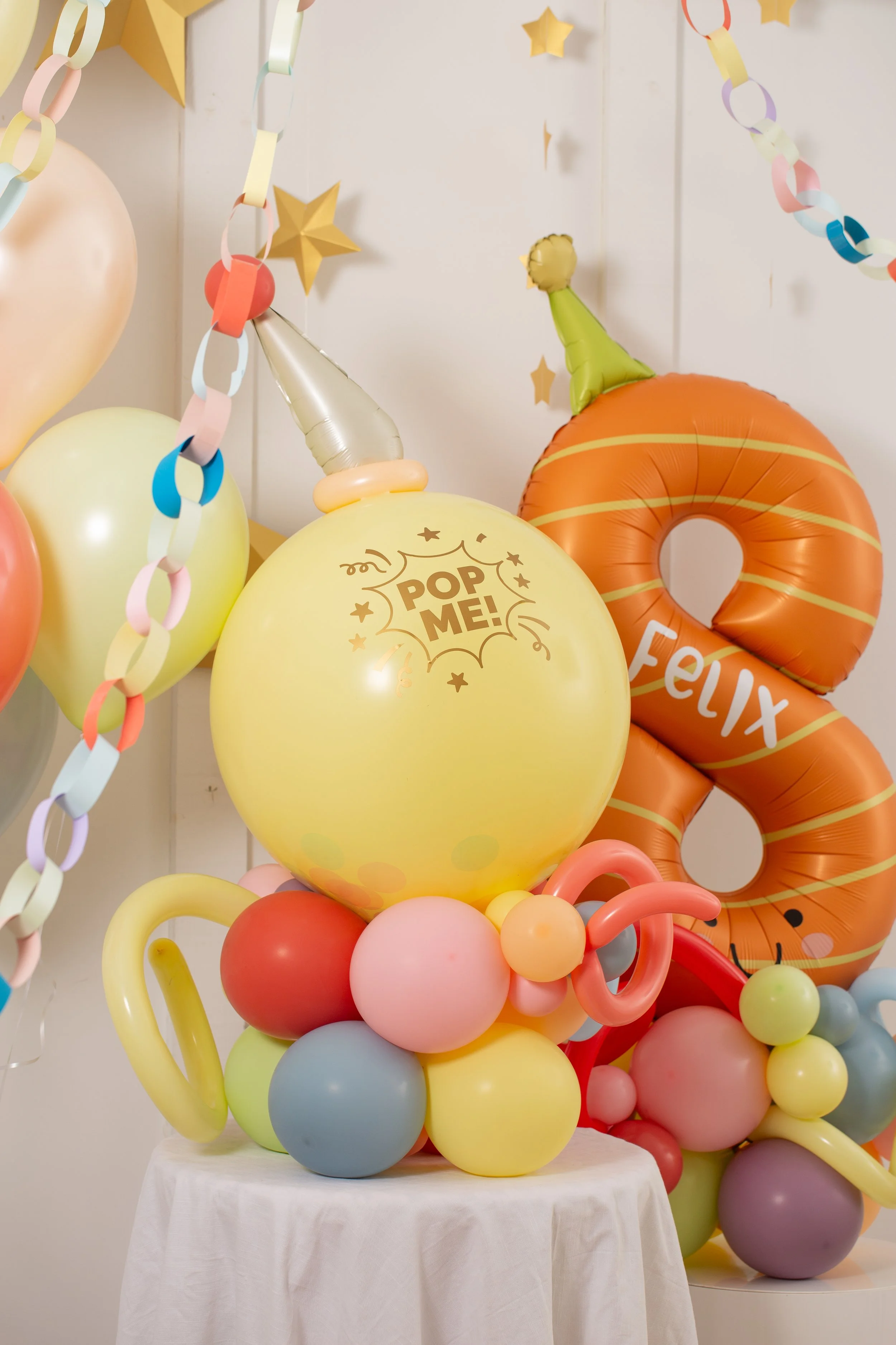 Happy Birthday Pop Me Pinata Balloon Stack