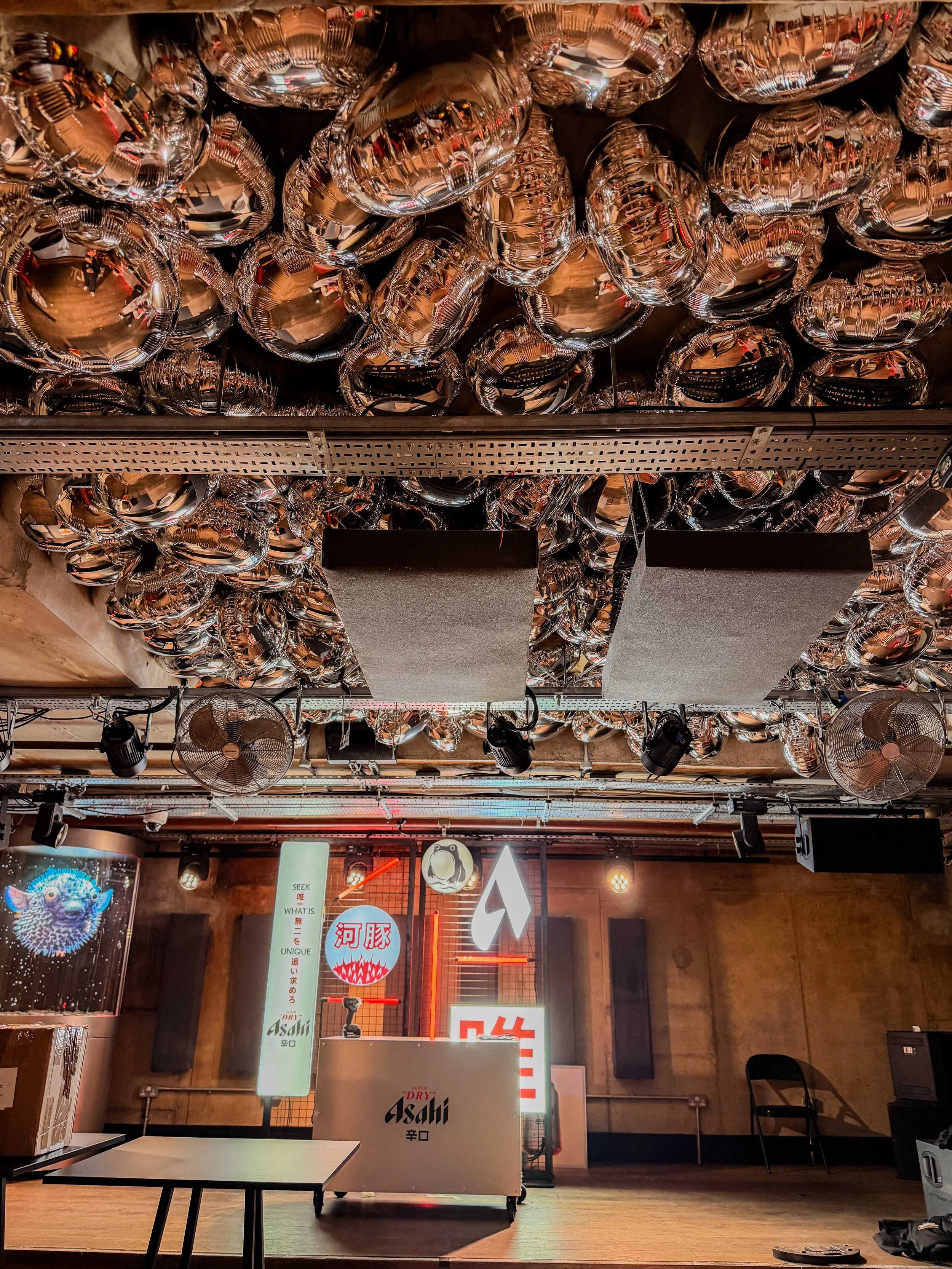 Asahi Silver Circle Foil Ceiling Balloons Installation We Are Magic Number