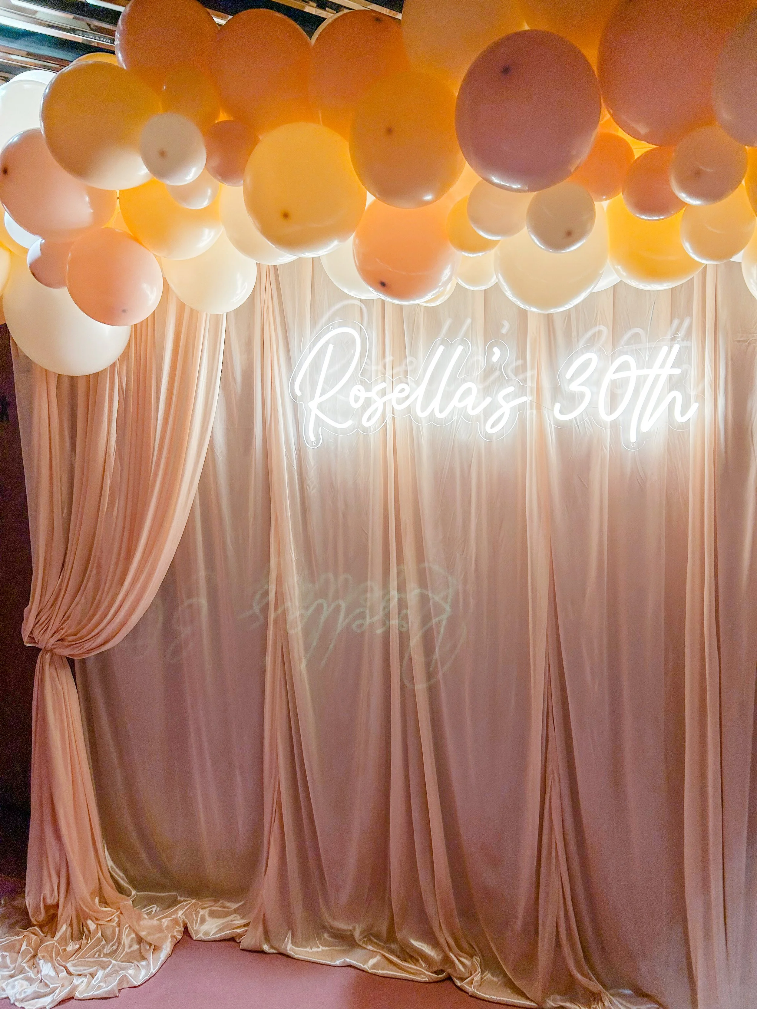 Peach Pipe & Drape Fabric Backdrop