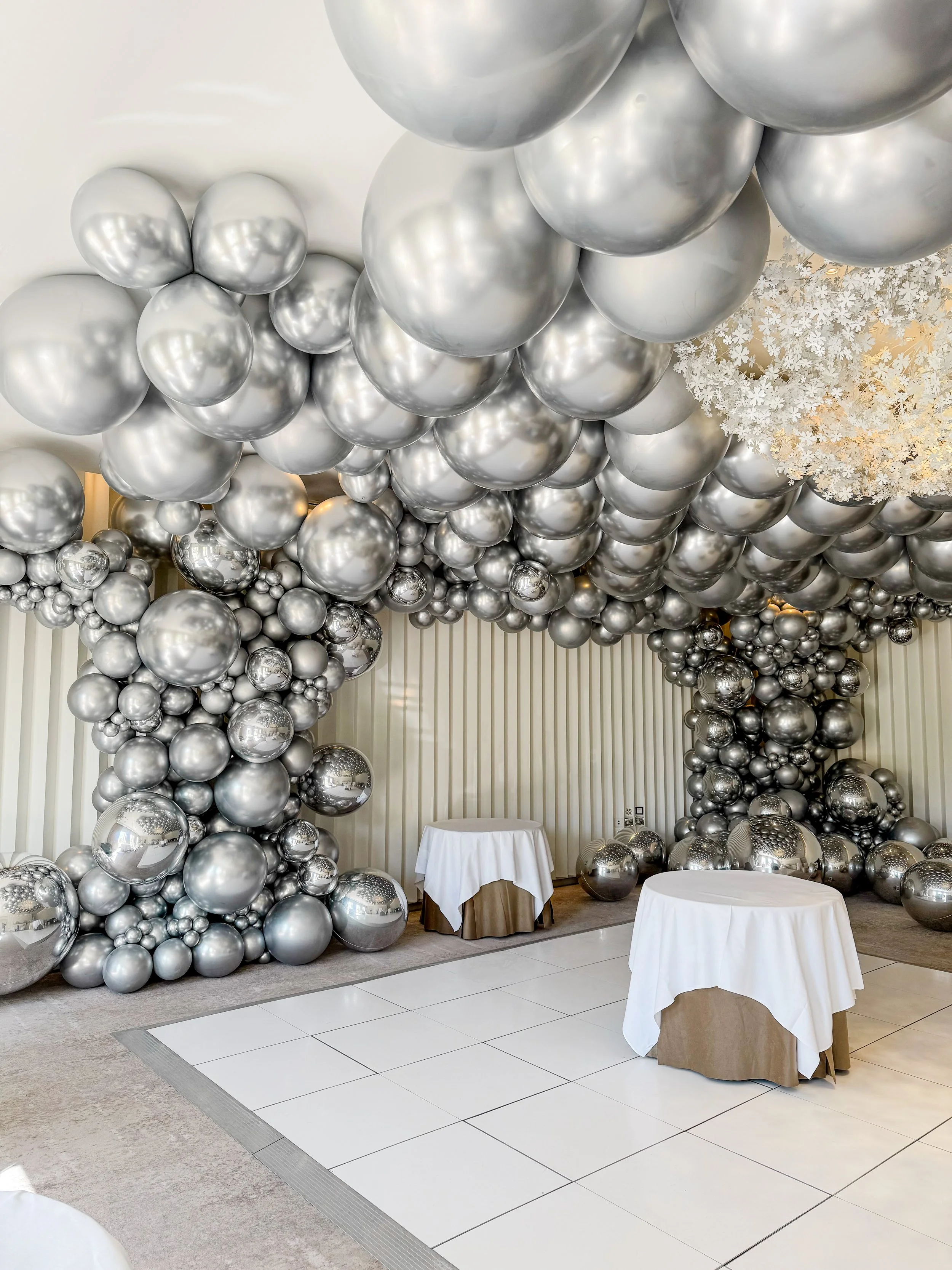 Coworth Park Wedding - Garden Room Silver orb epic swoosh