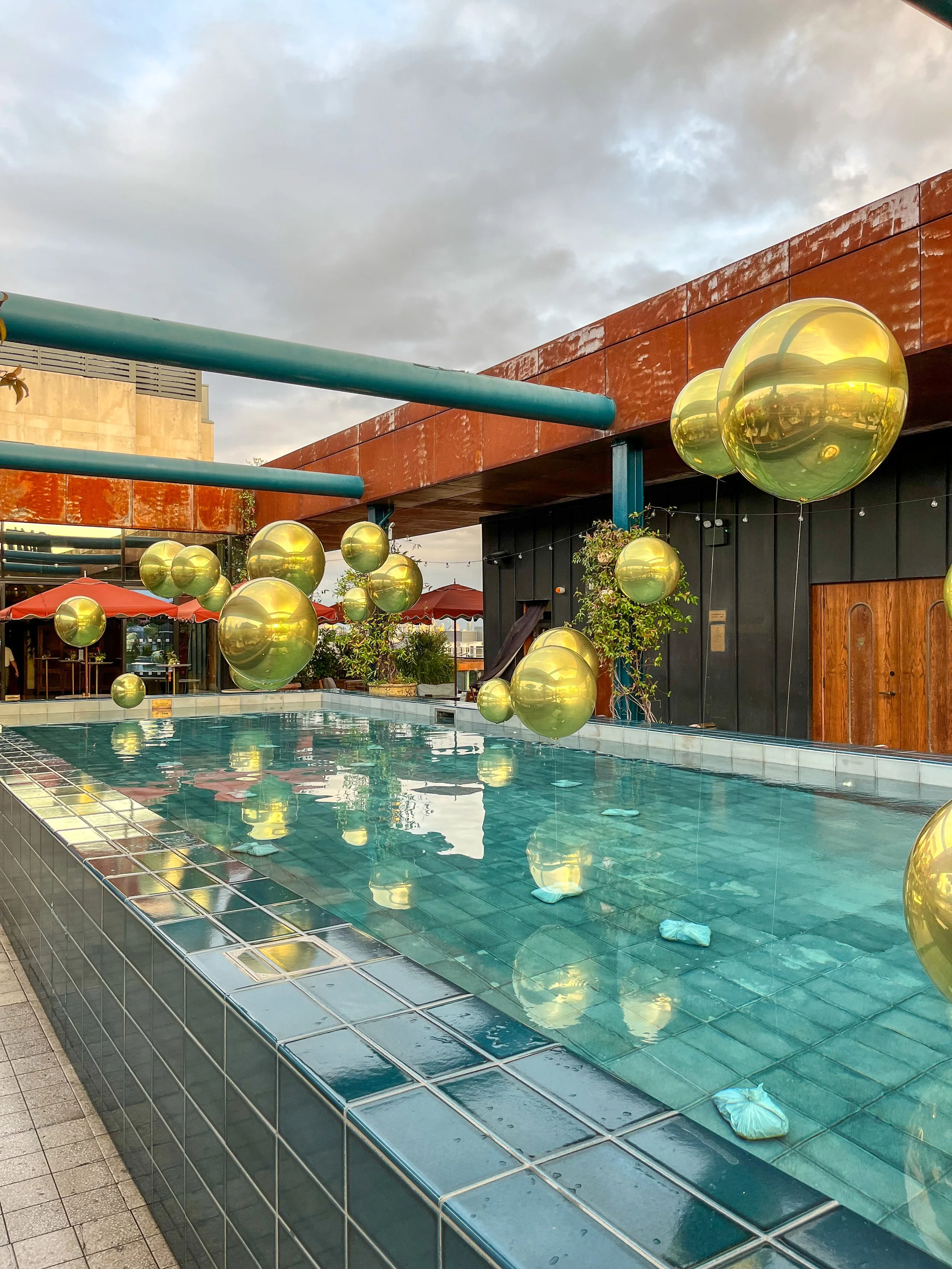  Soho House Pool Display Floating Orb Pool Installation